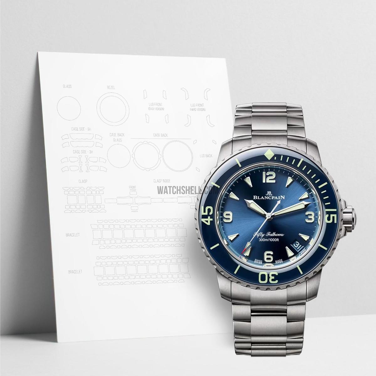 Blancpain Fifty Fathoms 5010 12B40 98S için WatchShell Koruyucuları