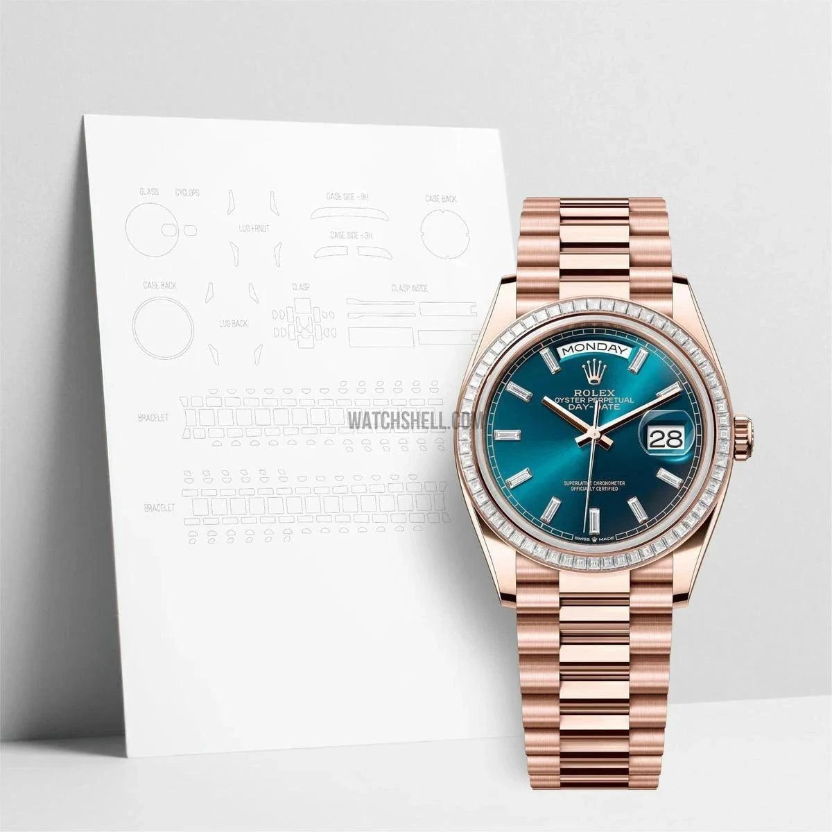Essential Scratch Protection with WatchShell for Rolex Day-Date 128395