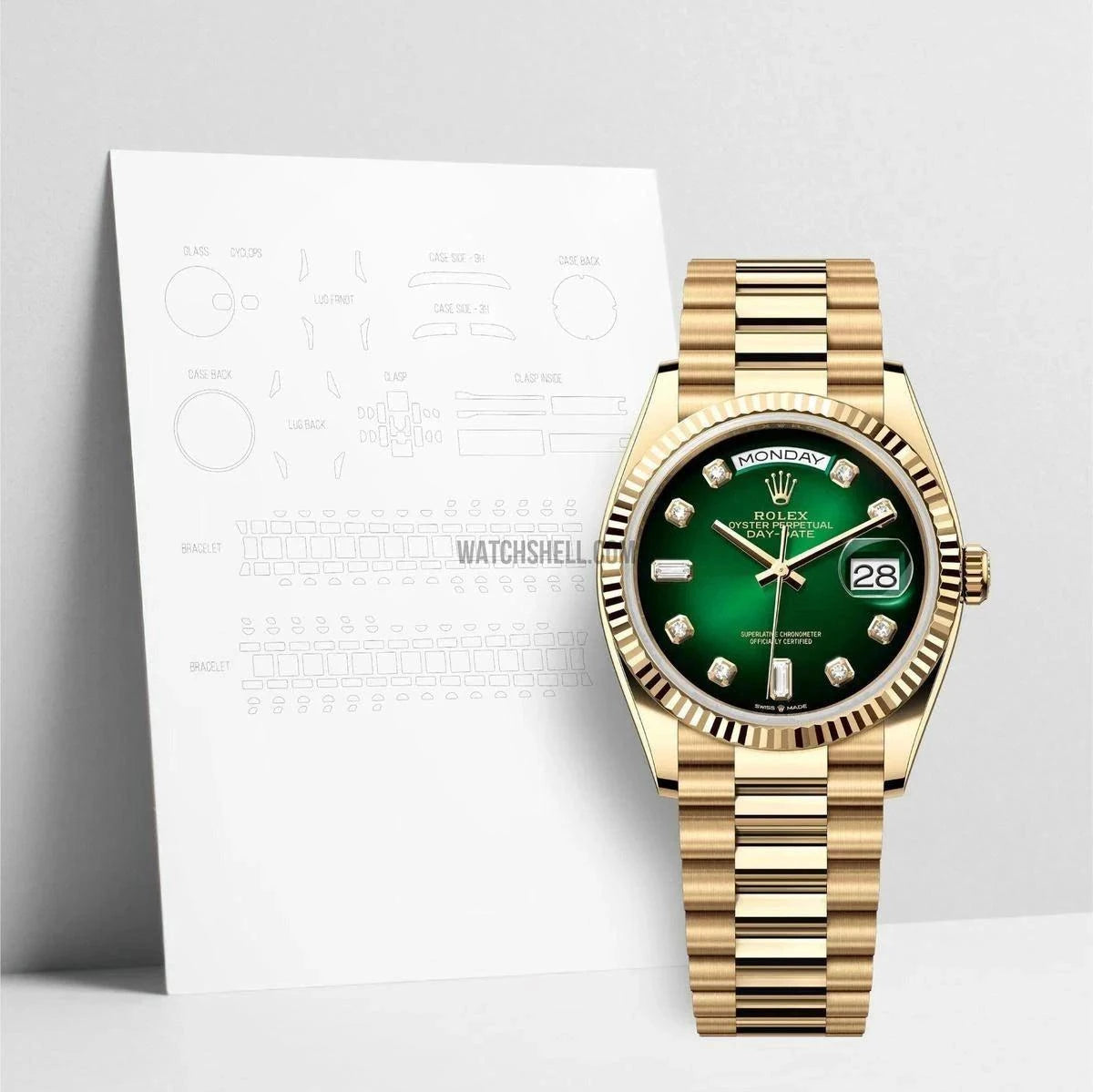 Protect Your Rolex Day-Date 128238 with WatchShell's Scratch Protection Film