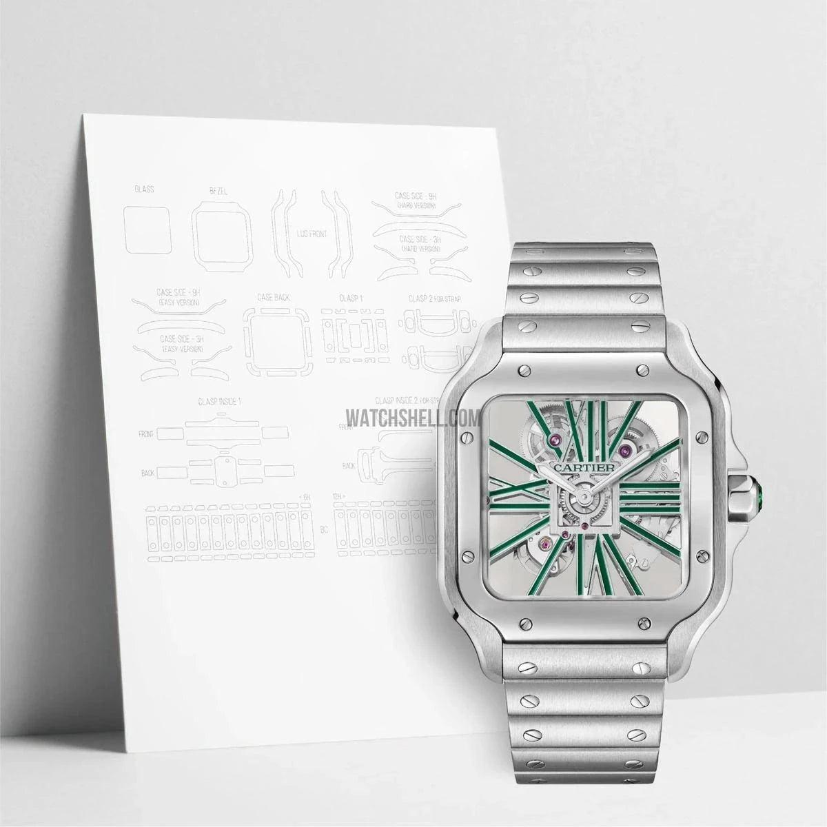 WatchShell: Premium Protection Film for Cartier Santos WHSA0028