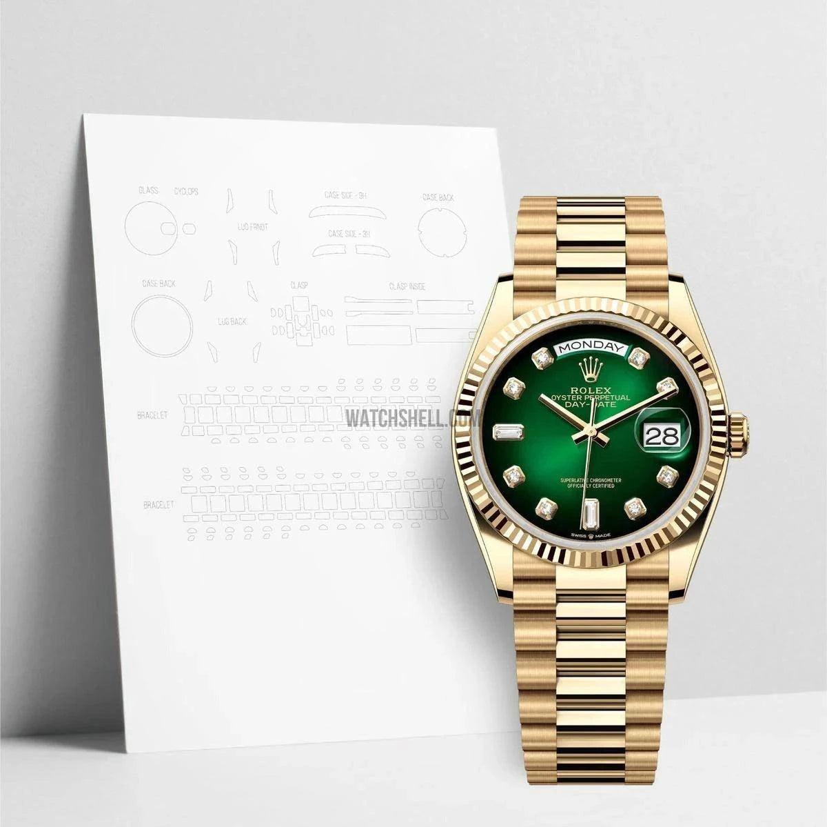 WatchShell Protection Film: Maintain the Scratch-Free Luxurious Appeal of Your Rolex Day-Date 128238