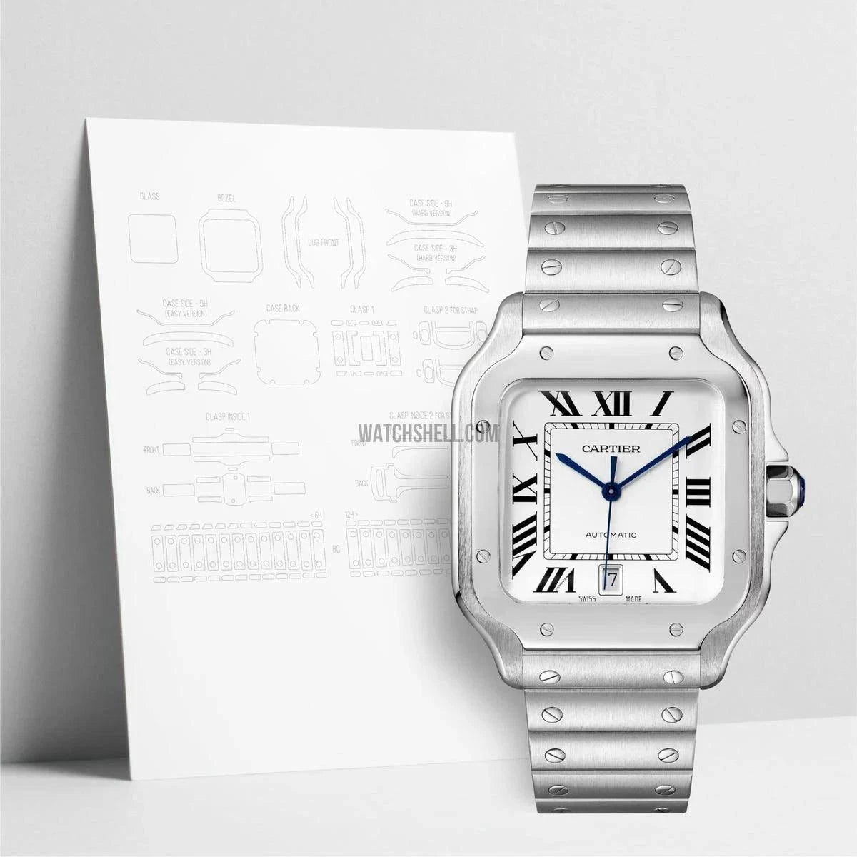 WatchShell Scratch Protection Film for Cartier Santos WSSA0018 Protects Against Everyday Wear and Tear