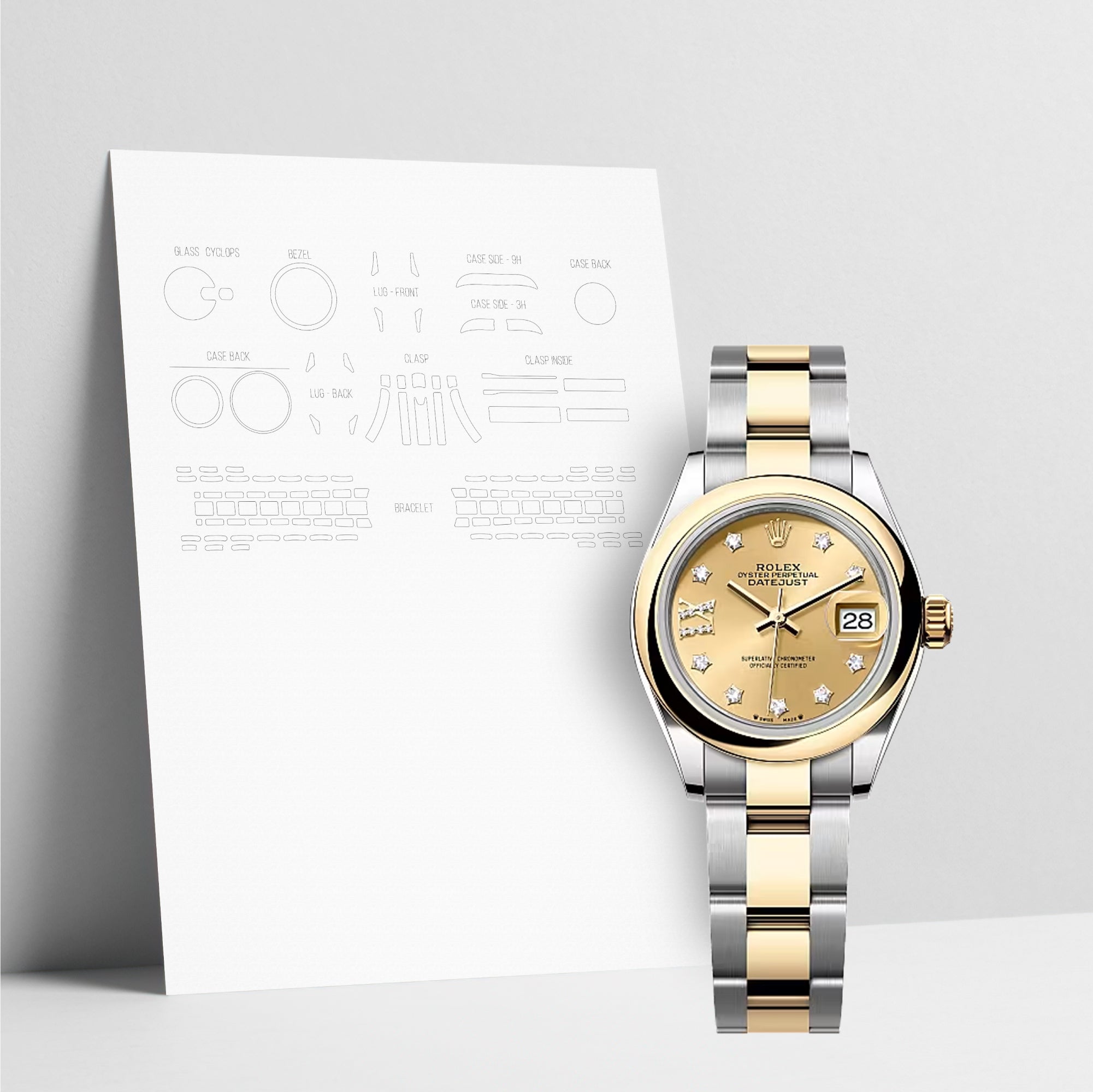 WATCHSHELL ROLEX DATEJUST 279163 28MM OYSTER PROTECTIVE FILM