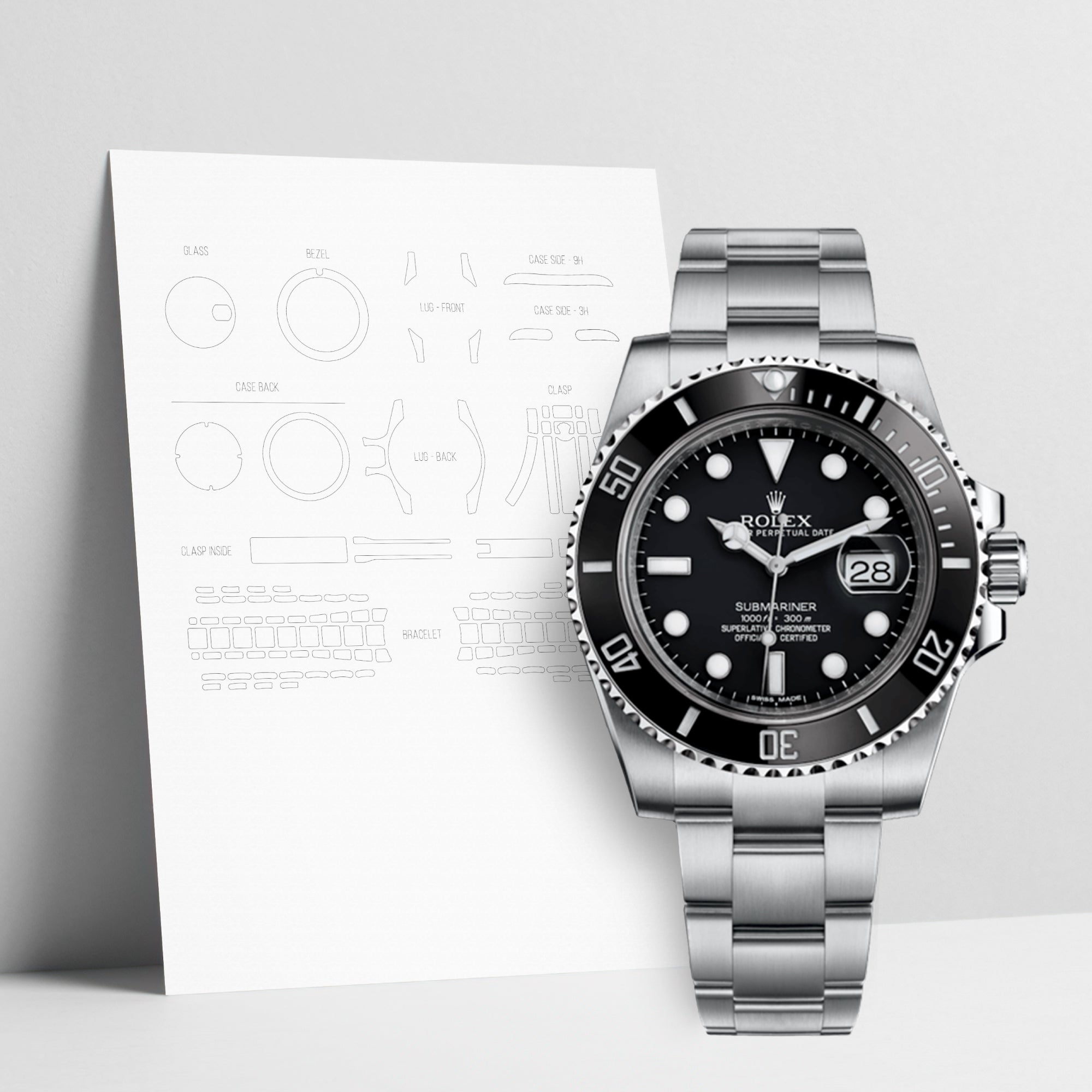WATCHSHELL ROLEX SUBMARINER 116610LN 40MM OYSTER PROTECTIVE FILM