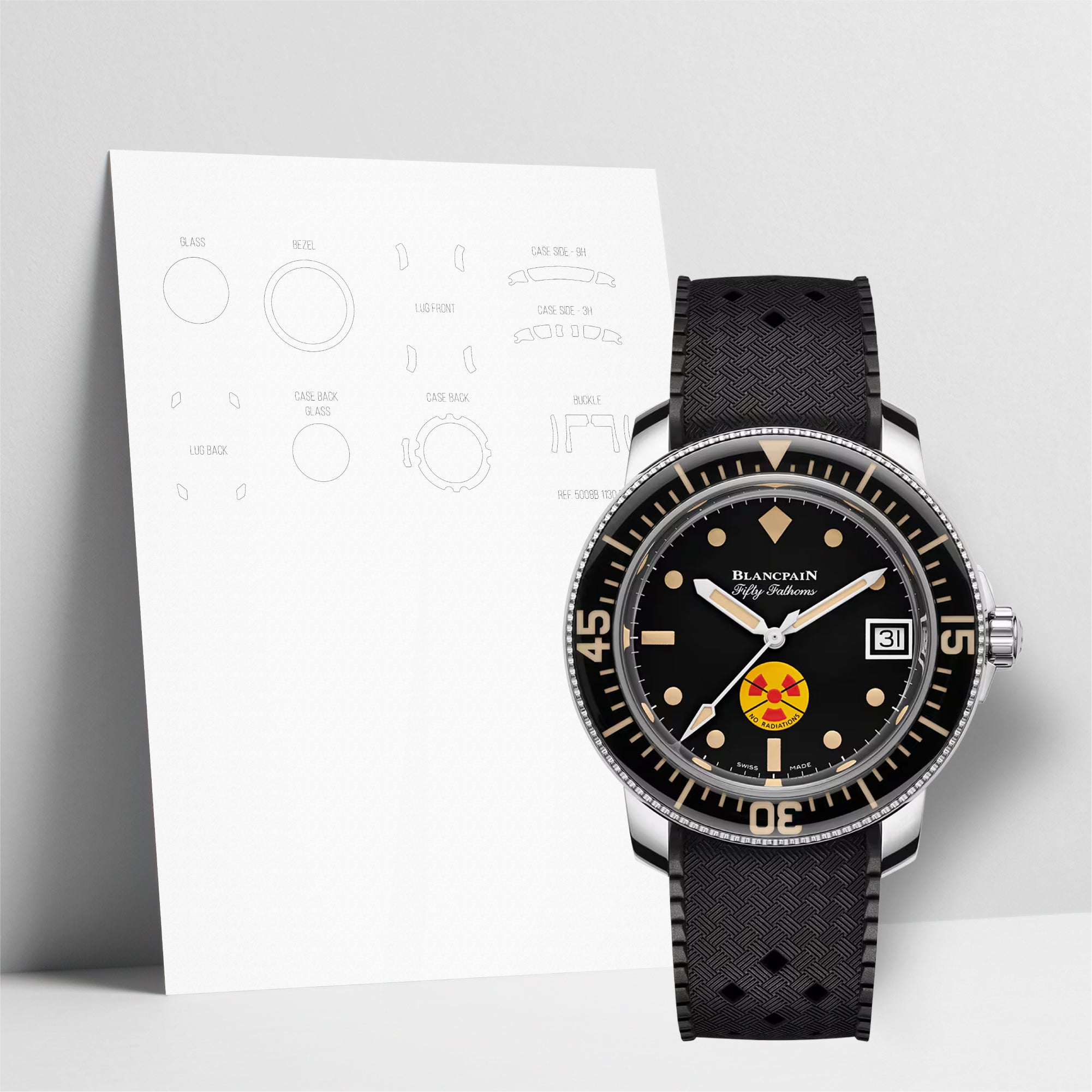 WATCHSHELL BLANCPAIN FIFTY FATHOMS 5008D 1130 B64A 40MM PROTECTIVE FILM