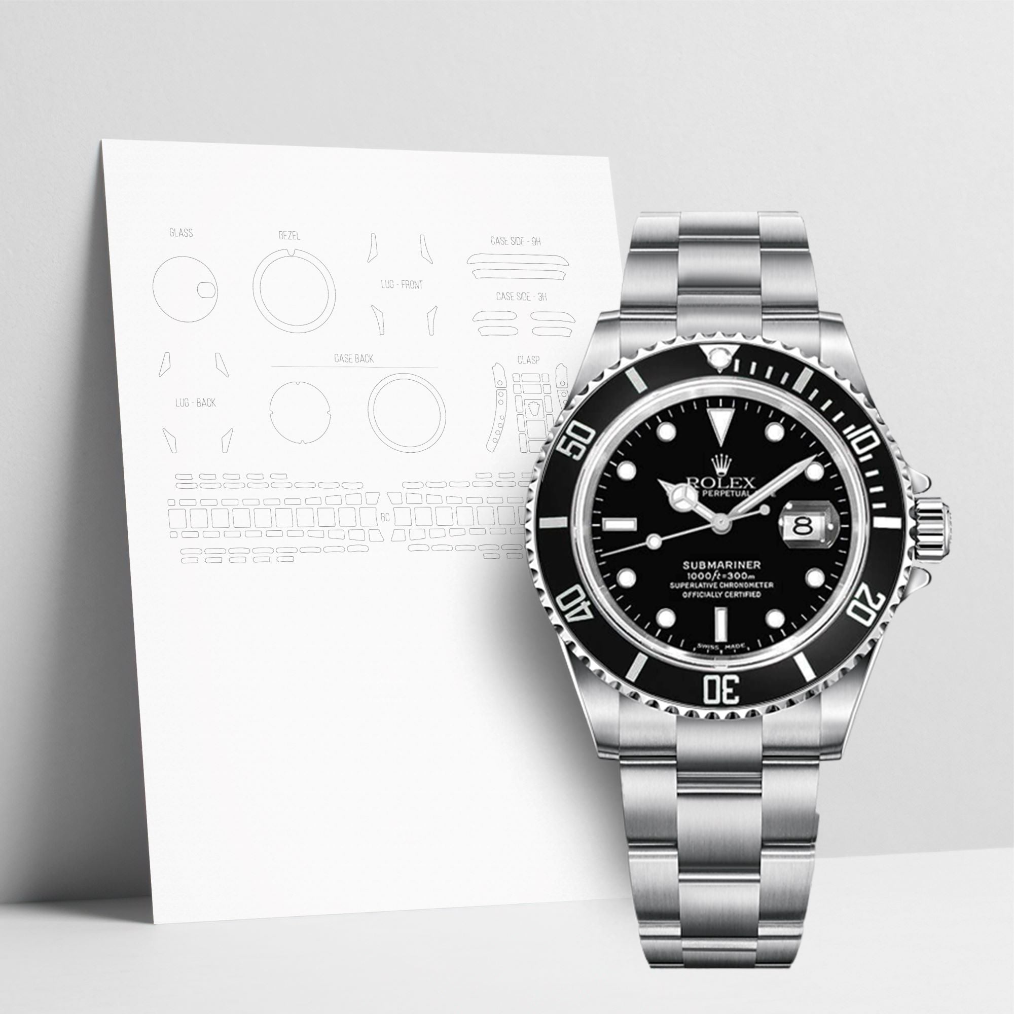 WATCHSHELL ROLEX SUBMARINER 16610LN 40MM OYSTER PROTECTIVE FILM