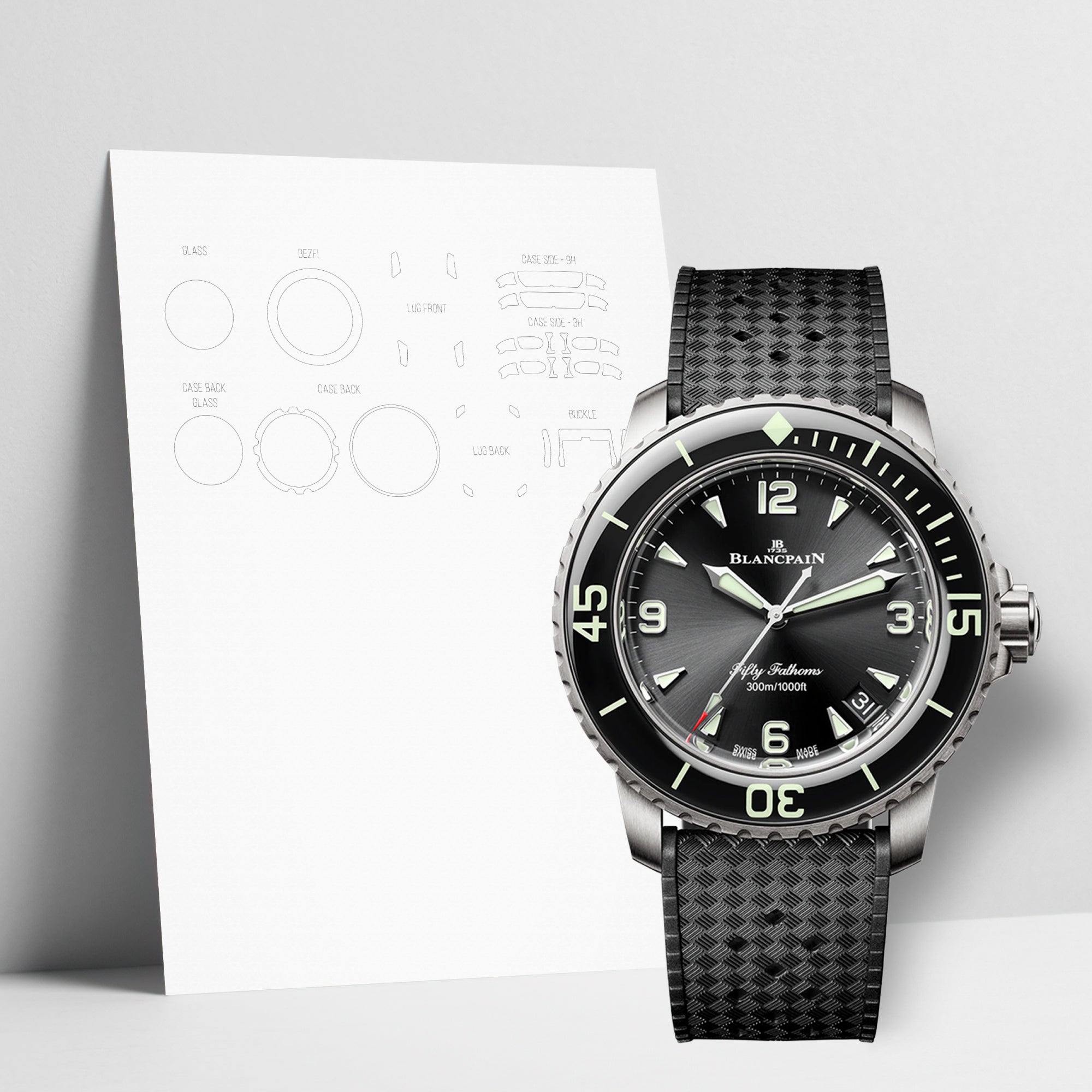 WATCHSHELL BLANCPAIN FIFTY FATHOMS 5010 12B30 B64B 42.3MM PROTECTIVE FILM