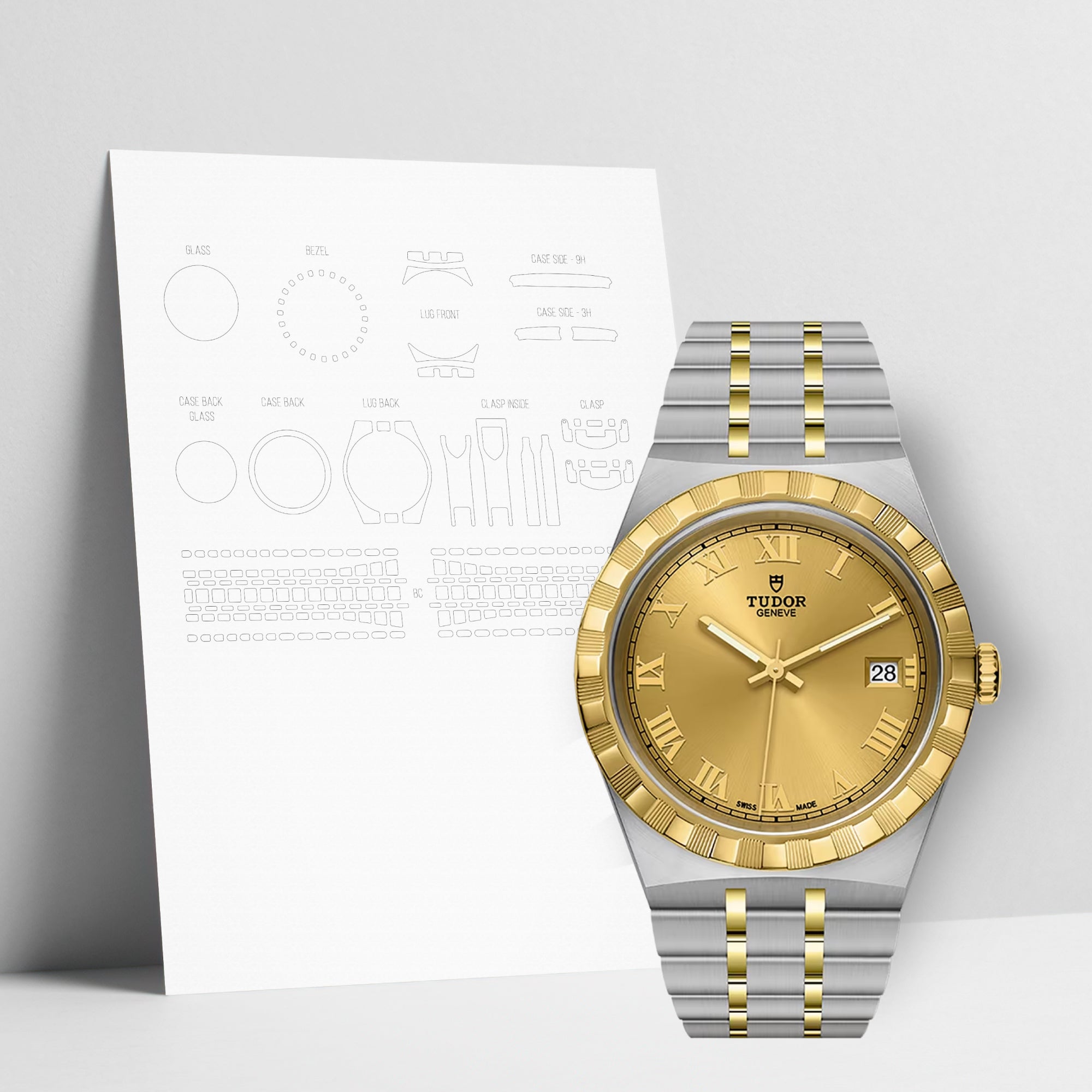 WATCHSHELL TUDOR ROYAL M28503 38MM PROTECTIVE FILM