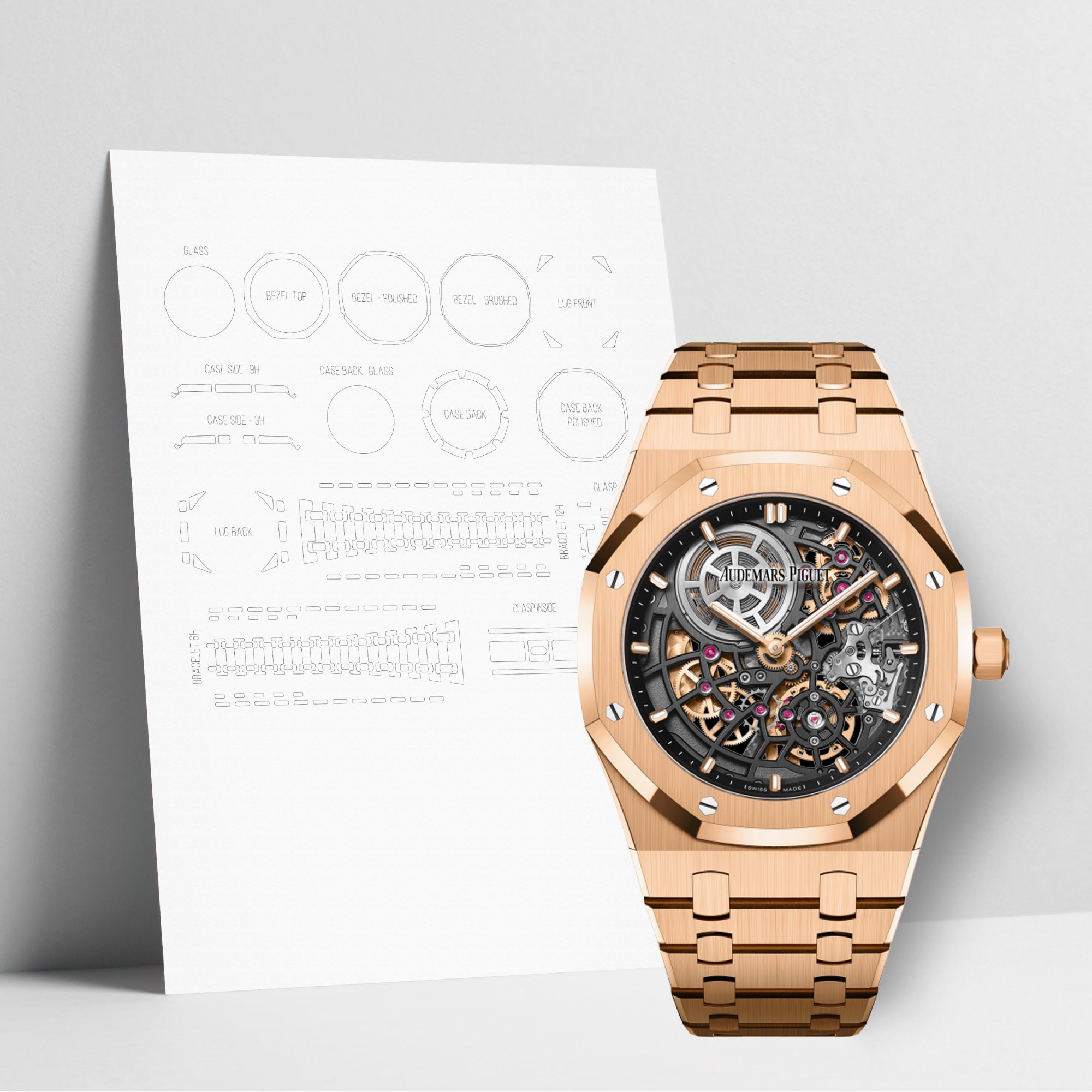 WATCHSHELL AUDEMARS PIGUET ROYAL OAK 16204OR.OO.1240OR.03 39MM PROTECTIVE FILM