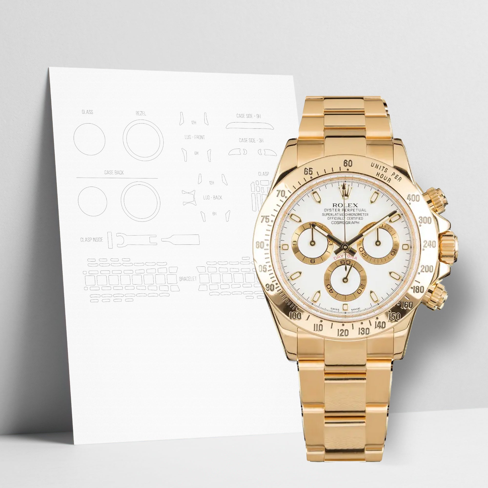 WATCHSHELL ROLEX DAYTONA 116528 40MM OYSTER (OLD VERSION) PROTECTIVE FILM