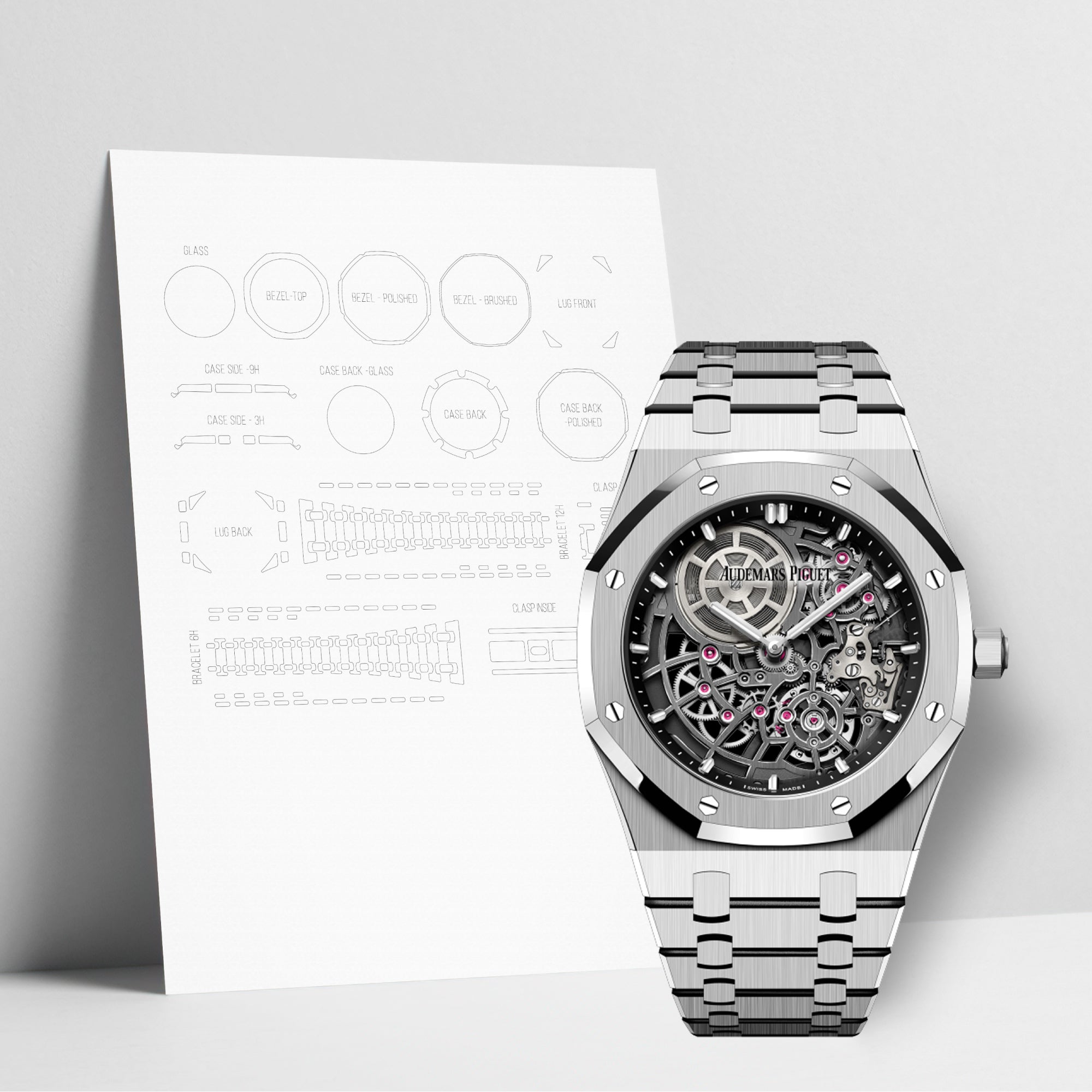WATCHSHELL AUDEMARS PIGUET ROYAL OAK 16204BC.OO.1240BC.01 39MM PROTECTIVE FILM