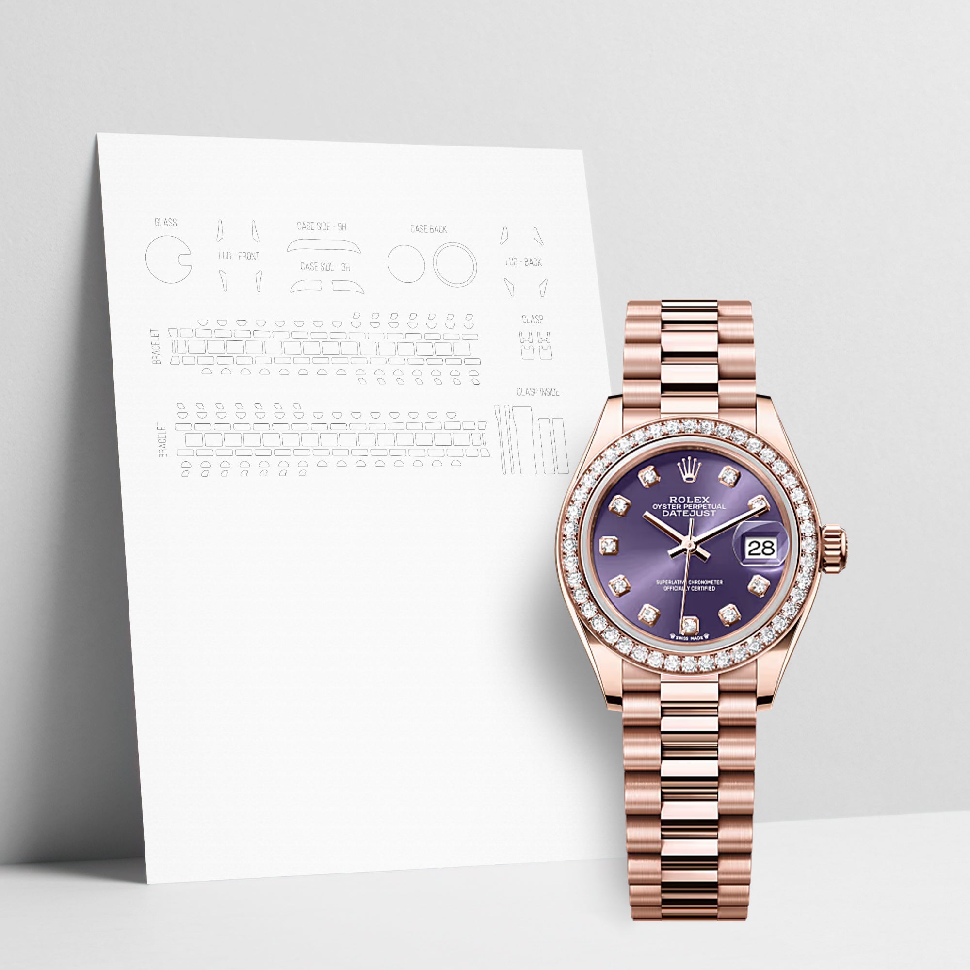 WATCHSHELL ROLEX DATEJUST 279135RBR 28MM PRESIDENT PROTECTIVE FILM