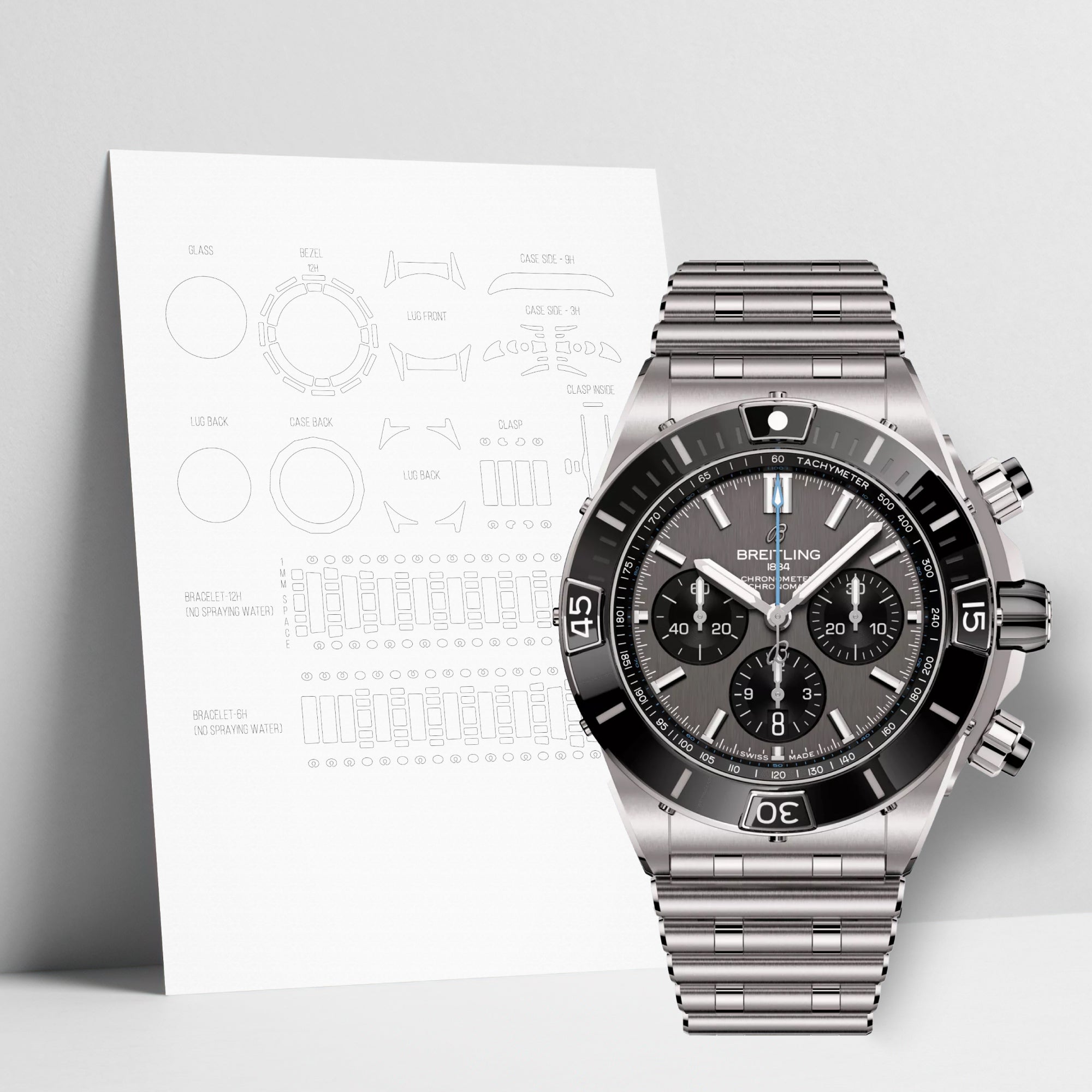 WATCHSHELL BREITLING SUPER CHRONOMAT EB0136251M1E1 44MM PROTECTIVE FILM