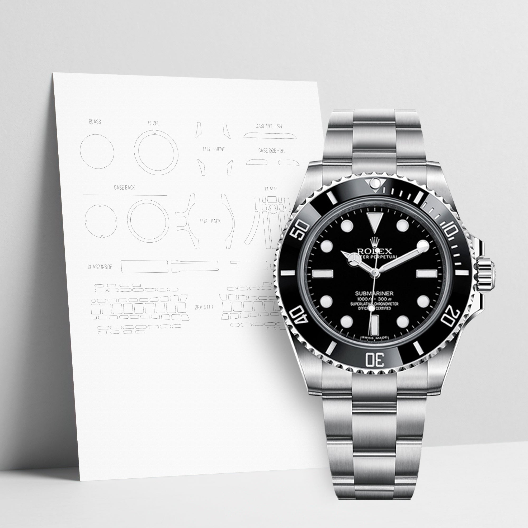 WATCHSHELL ROLEX SUBMARINER 114060LN 40MM OYSTER PROTECTIVE FILM
