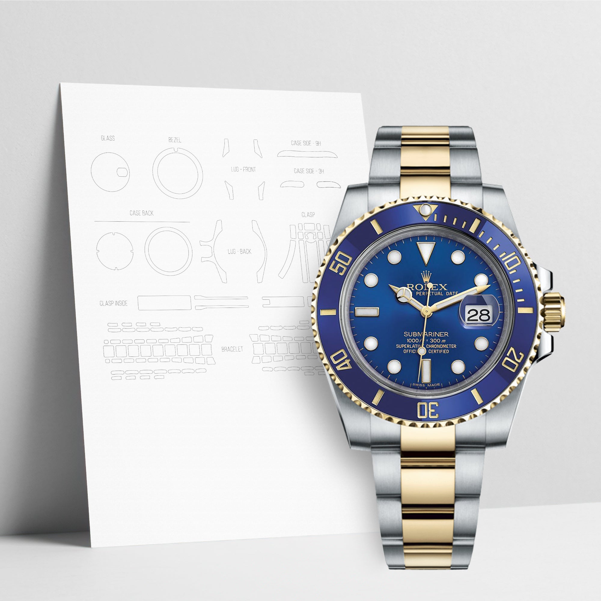 WATCHSHELL ROLEX SUBMARINER 116613LB 40MM OYSTER PROTECTIVE FILM