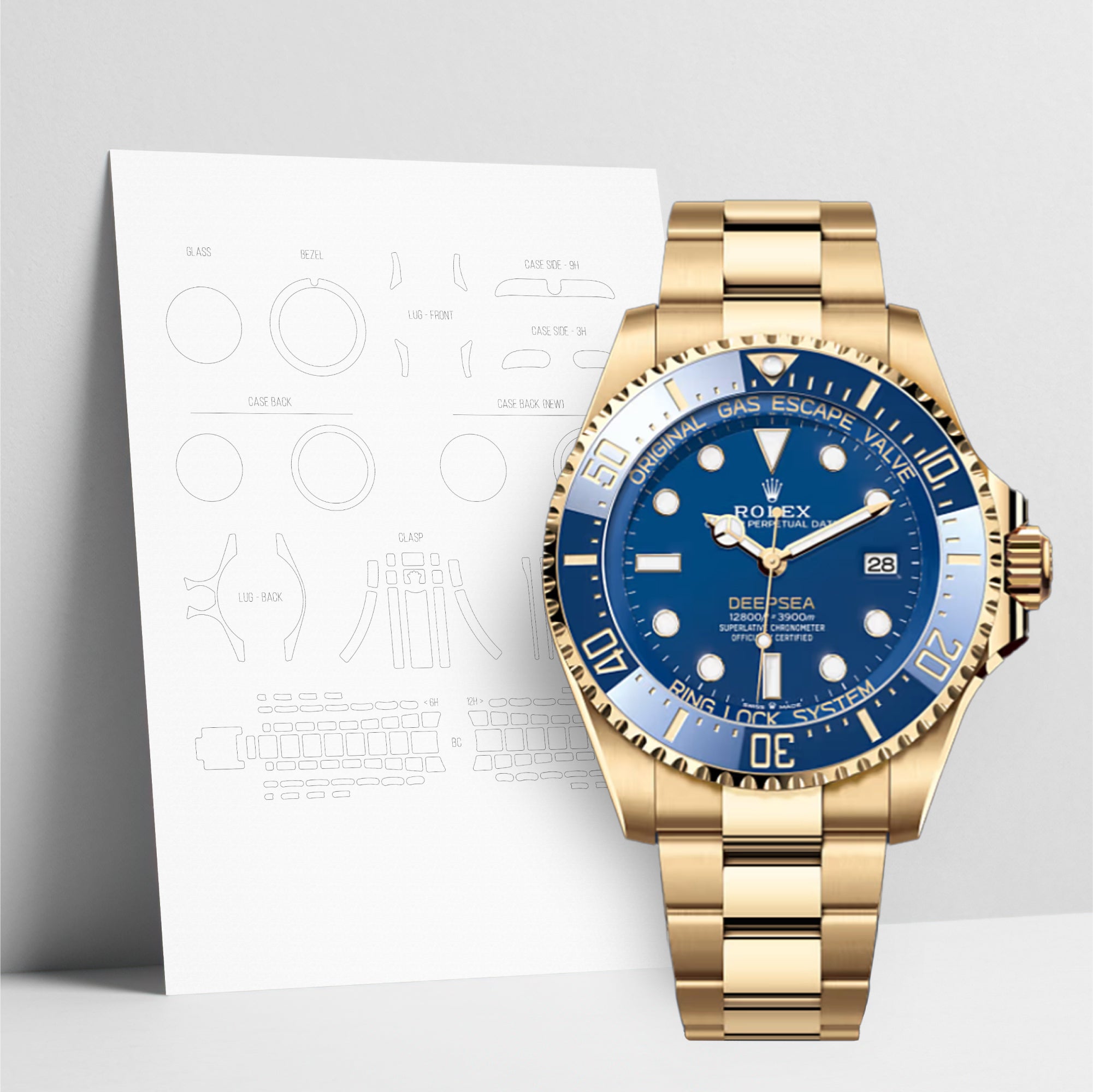 WATCHSHELL ROLEX DEEPSEA 136668LB 44MM OYSTER PROTECTIVE FILM