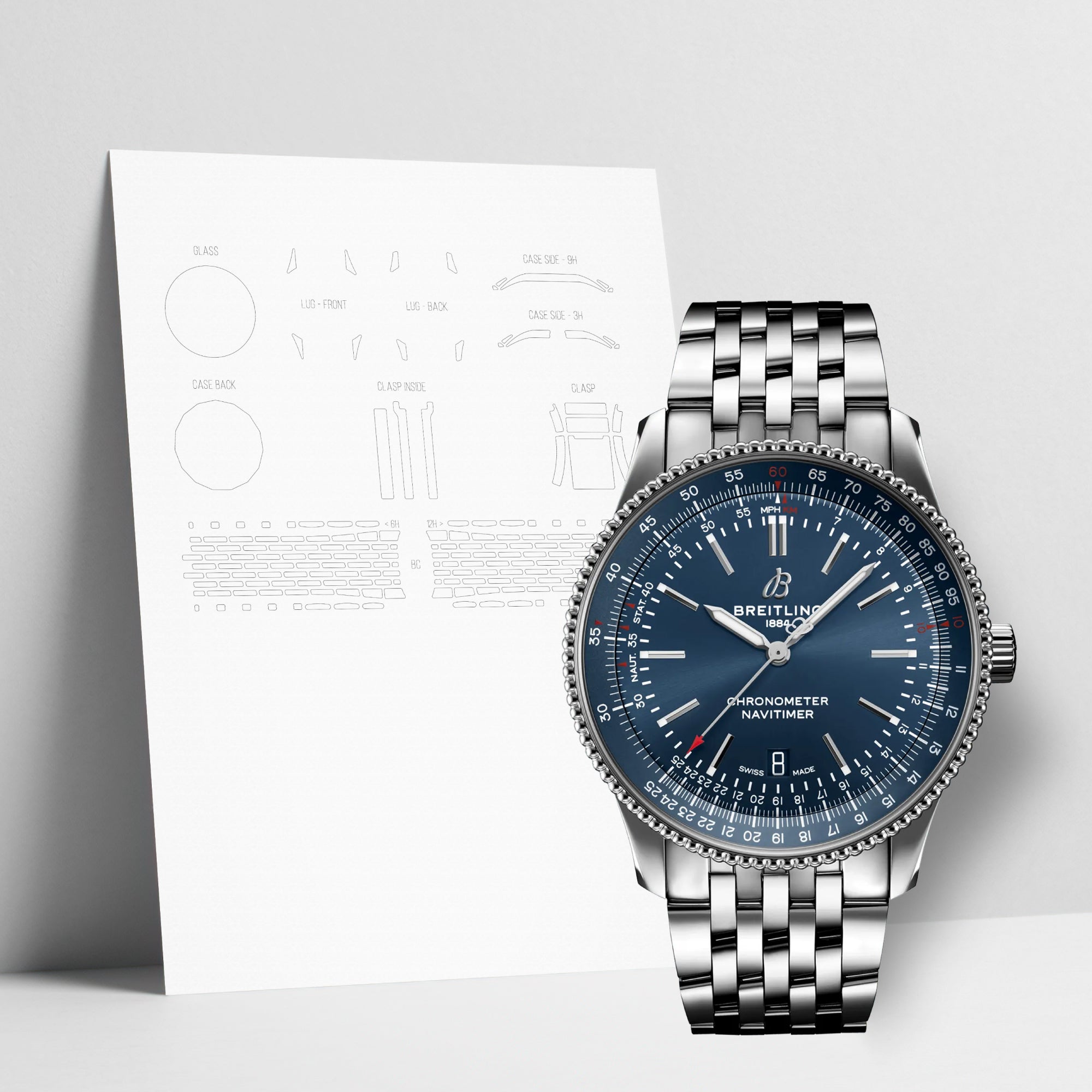 WATCHSHELL BREITLING NAVITIMER A17326161C1A1 41MM PROTECTIVE FILM