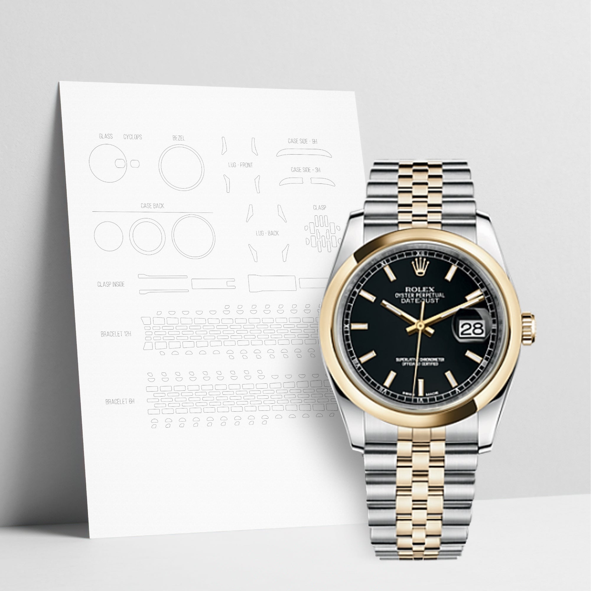 WATCHSHELL ROLEX DATEJUST 116203 36MM JUBILEE PROTECTIVE FILM