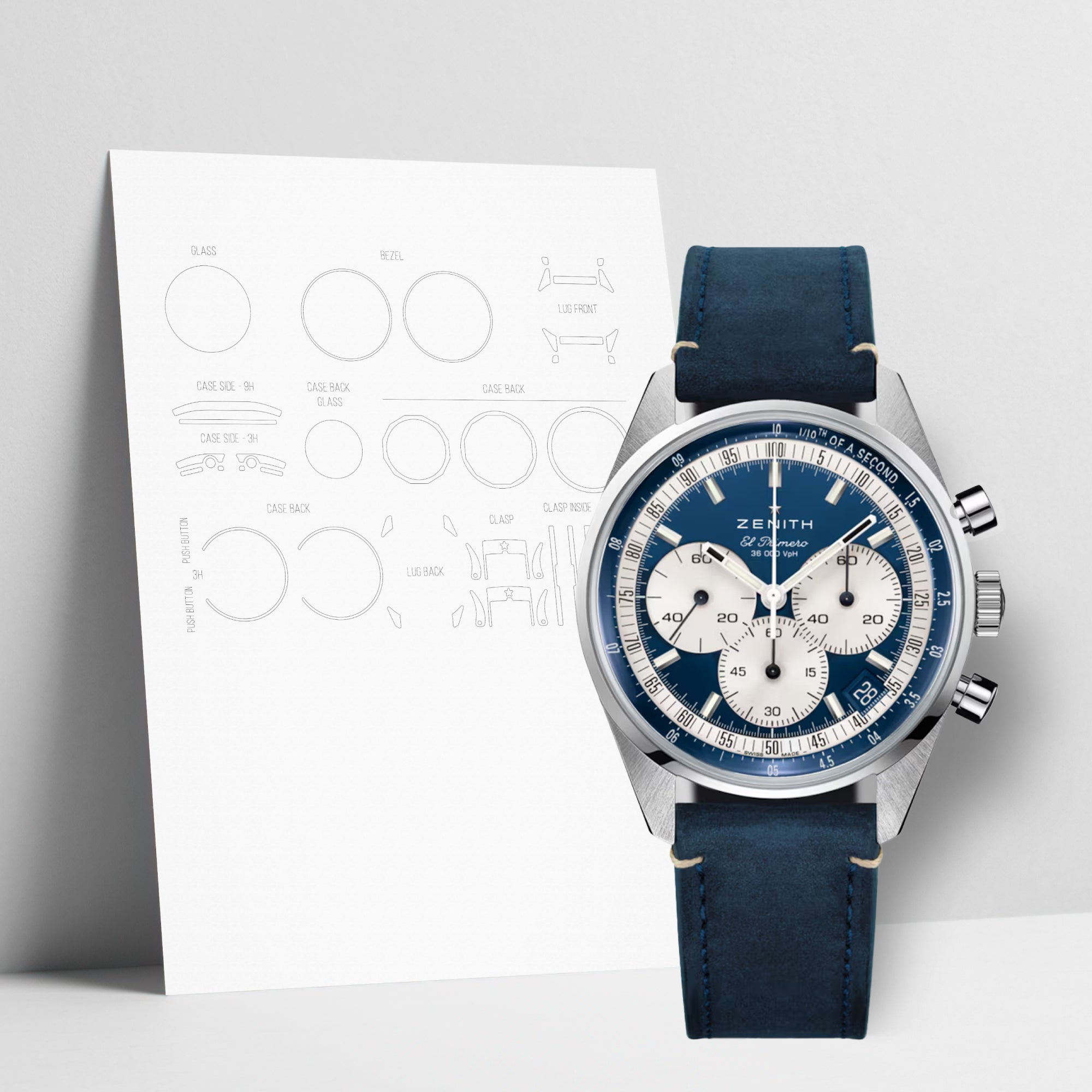 WATCHSHELL ZENITH CHRONOMASTER 03.3200.3600/51.C902 38MM PROTECTIVE FILM
