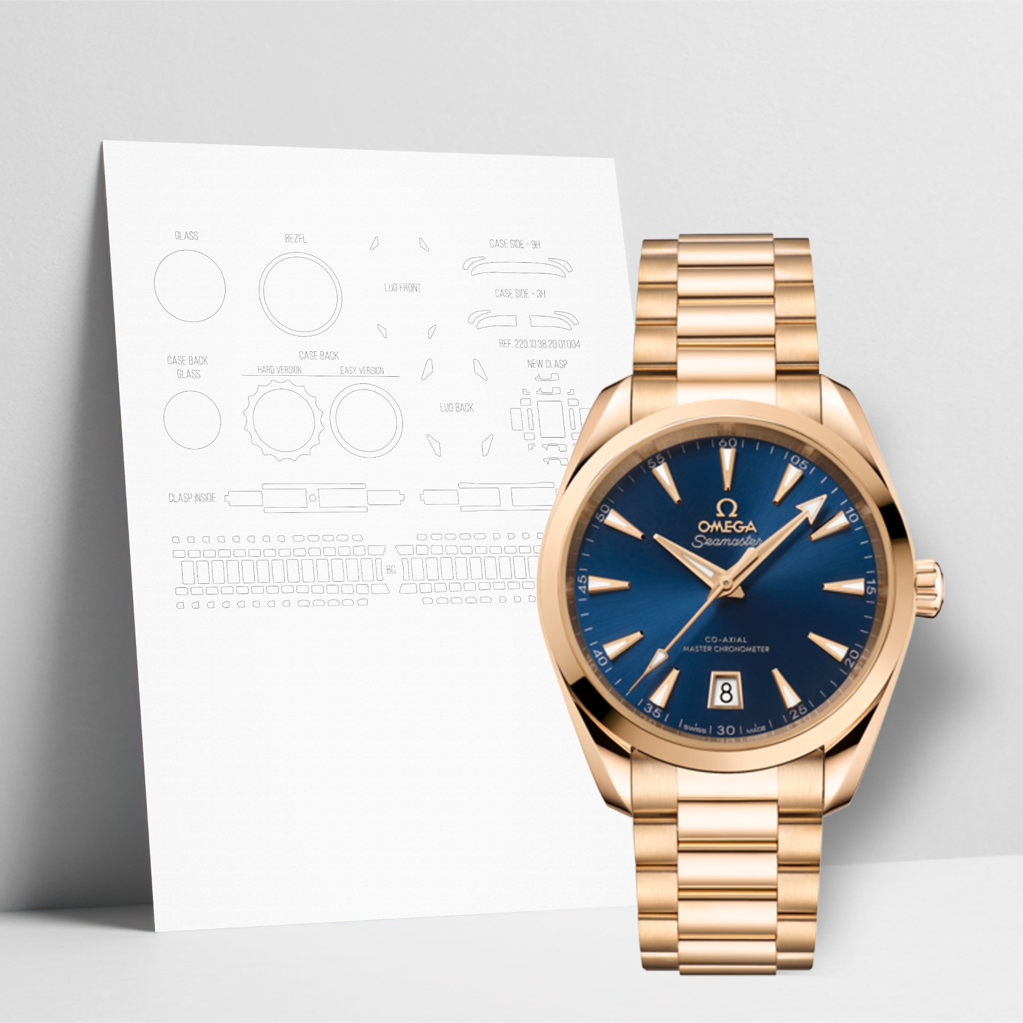 WATCHSHELL OMEGA AQUA TERRA 220.50.38.20.03.001 38MM PROTECTIVE FILM