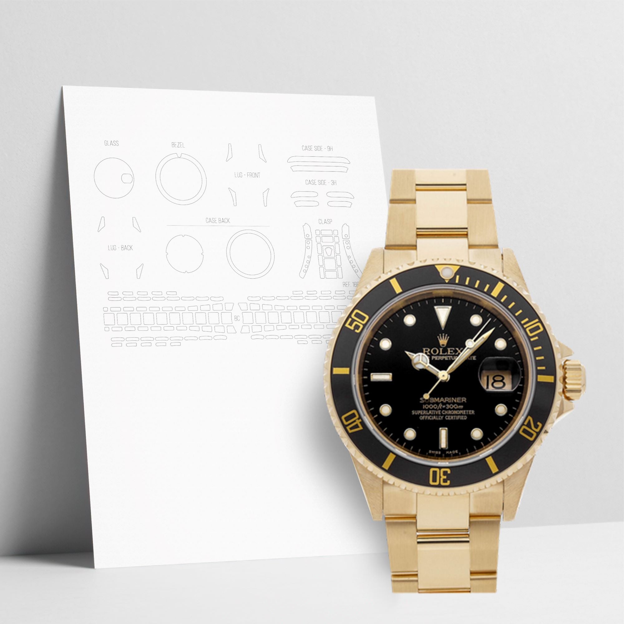WATCHSHELL ROLEX SUBMARINER 16618LN 40MM OYSTER PROTECTIVE FILM