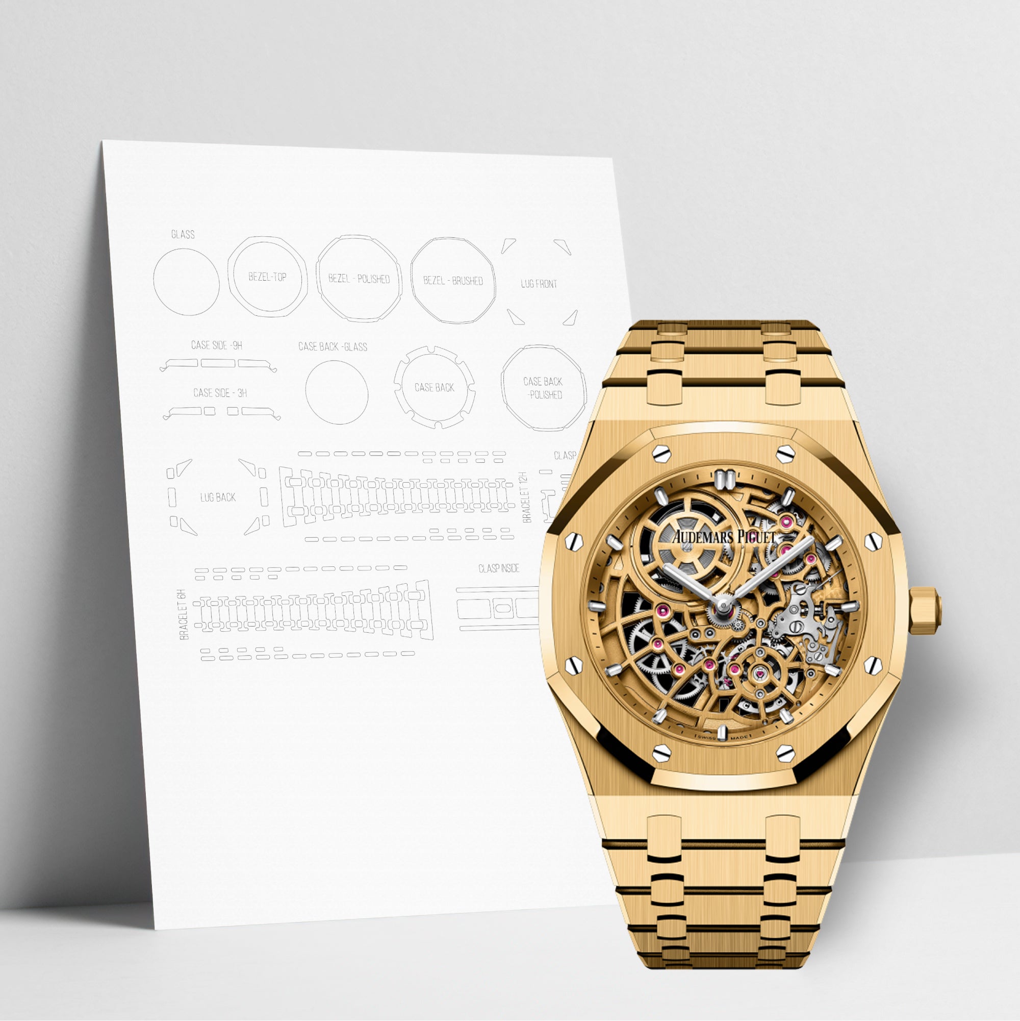 WATCHSHELL AUDEMARS PIGUET ROYAL OAK 16204BA.OO.1240BA.01 39MM PROTECTIVE FILM