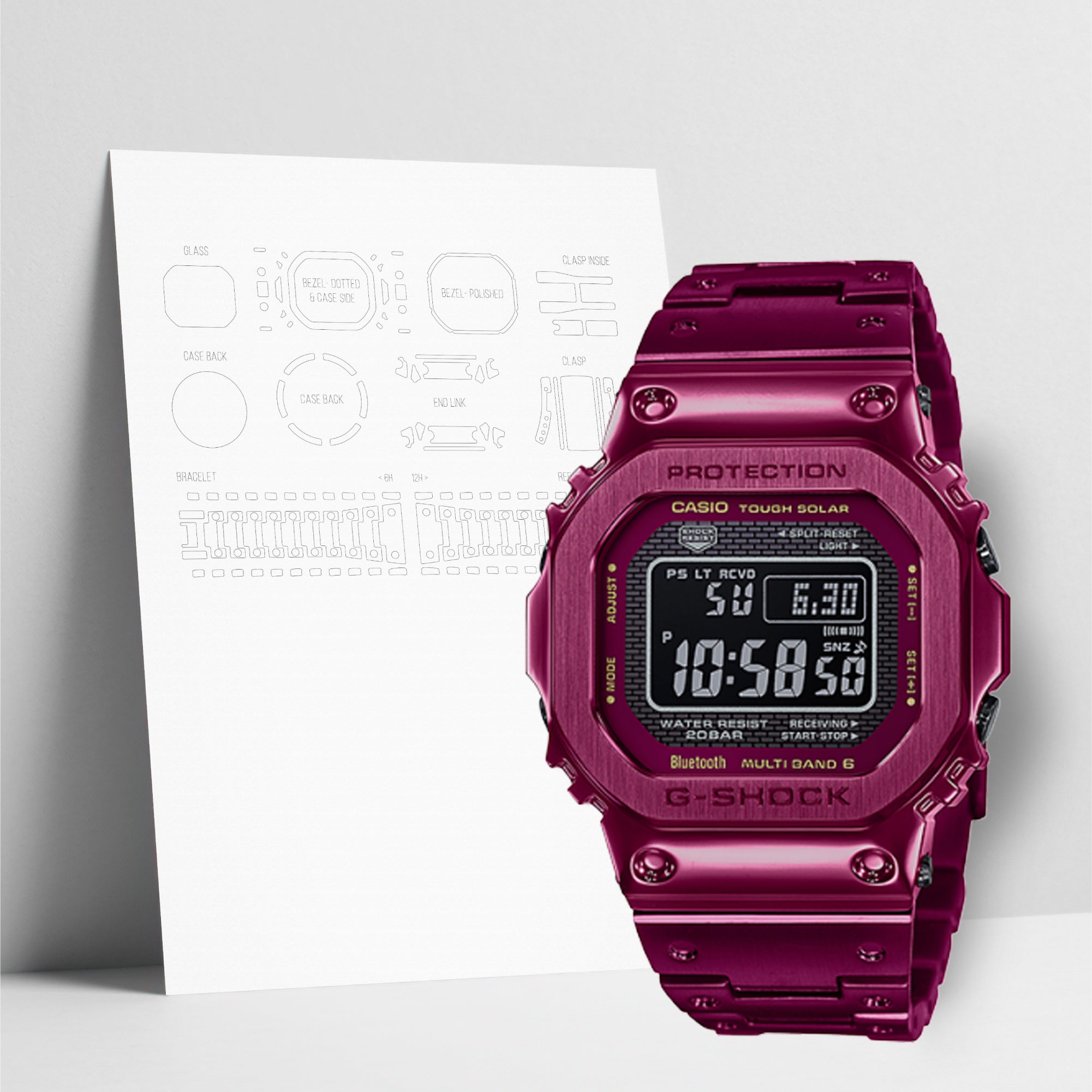 WATCHSHELL G-SHOCK GMW-B5000RD-4 PROTECTIVE FILM