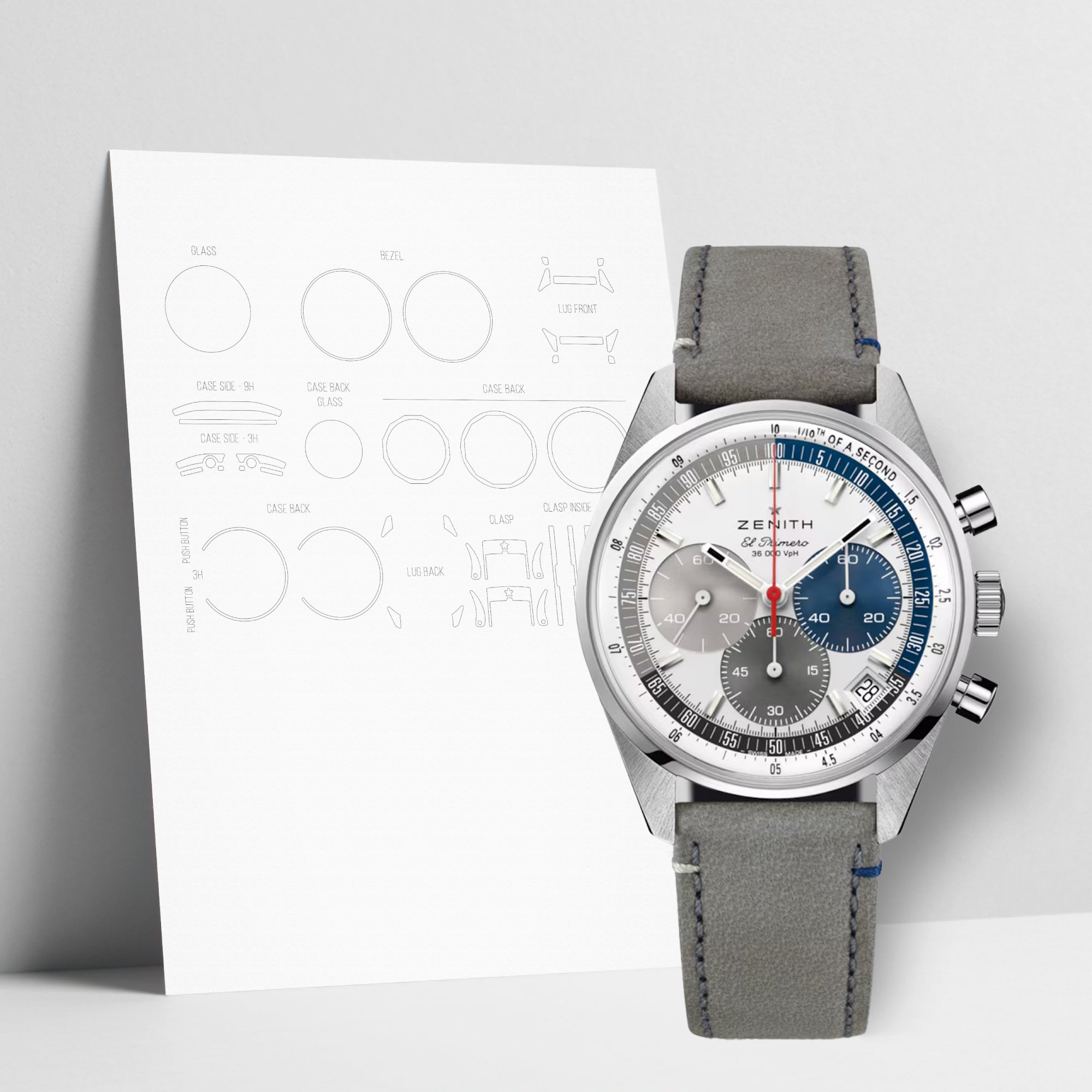 WATCHSHELL ZENITH CHRONOMASTER 03.3200.3600/34.C869 38MM PROTECTIVE FILM