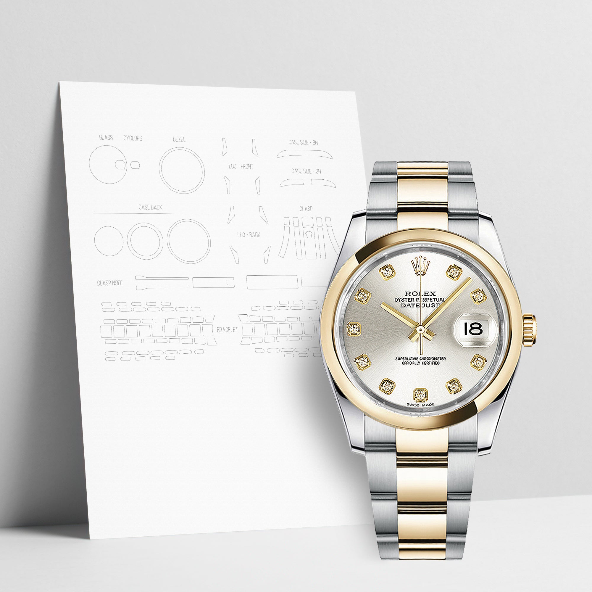 WATCHSHELL ROLEX DATEJUST 116203 36MM OYSTER PROTECTIVE FILM