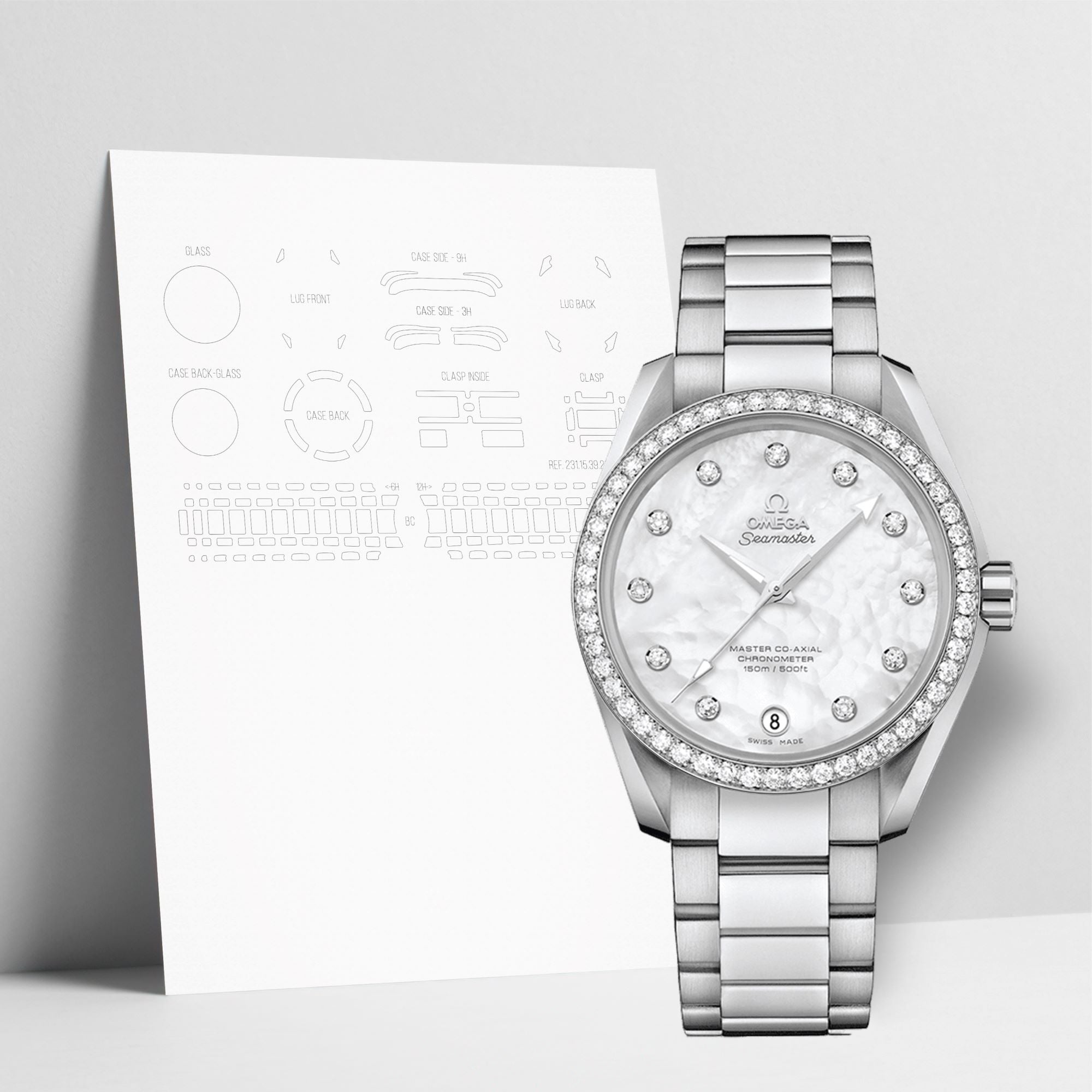WATCHSHELL OMEGA AQUA TERRA 231.15.39.21.55.001 38.5MM PROTECTIVE FILM