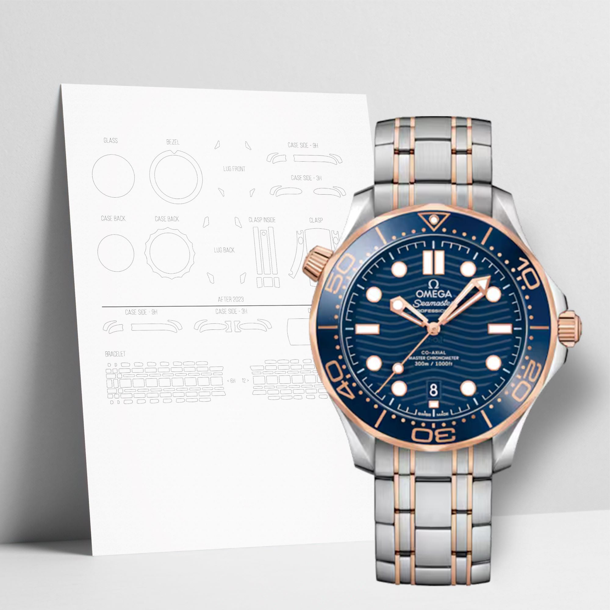 WATCHSHELL OMEGA DIVER 300M 210.30.42.20.01.001 42MM PROTECTIVE FILM
