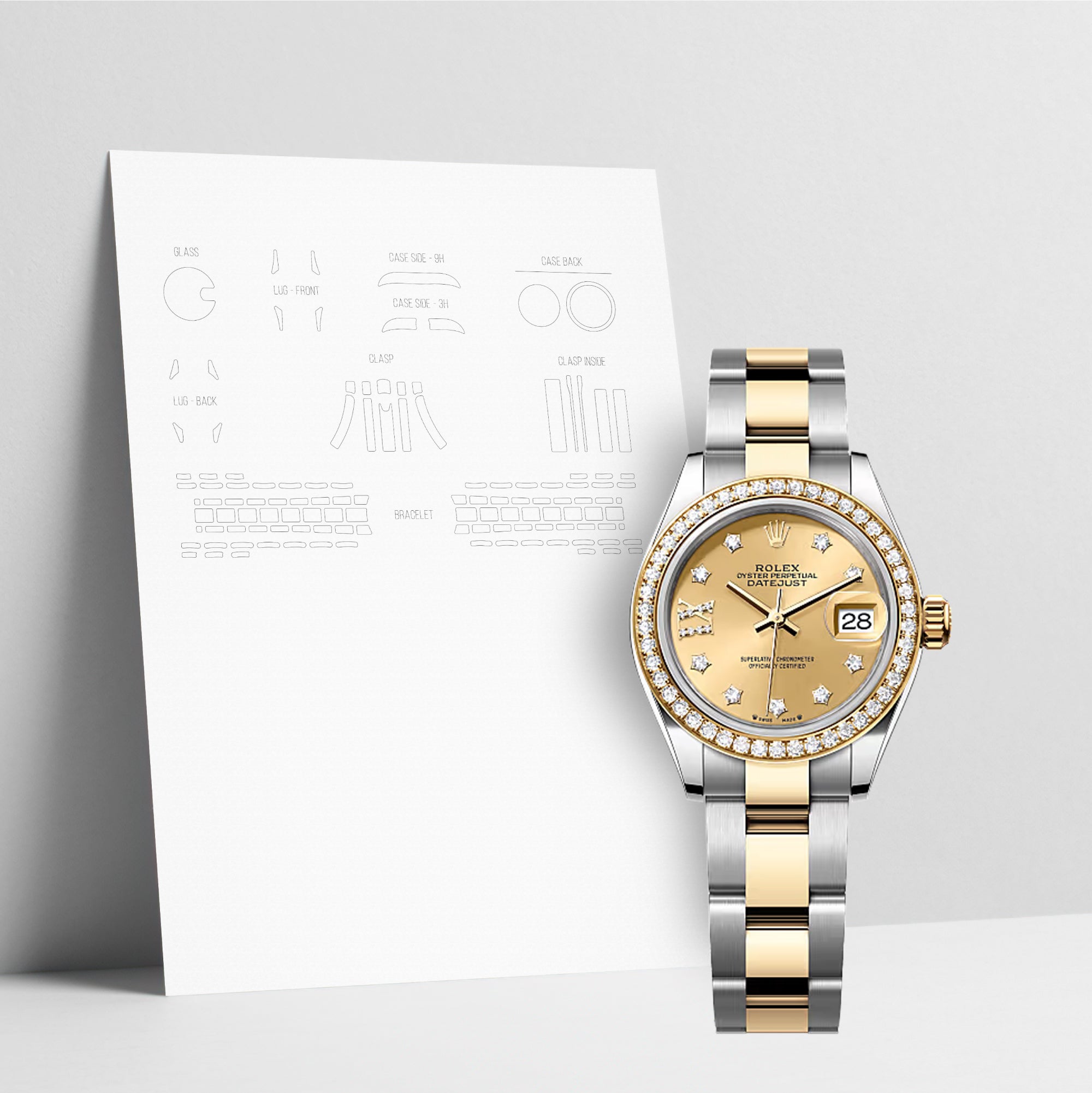 WATCHSHELL ROLEX DATEJUST 279383RBR 28MM OYSTER PROTECTIVE FILM