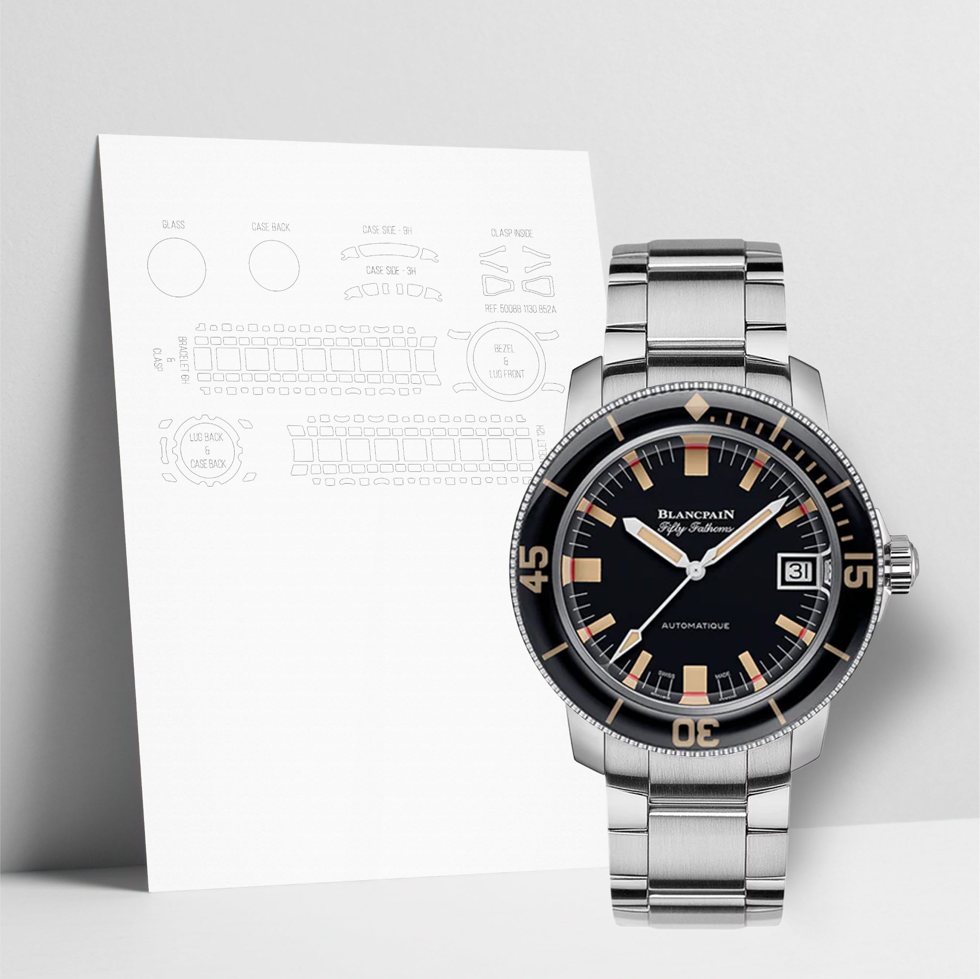 WATCHSHELL BLANCPAIN FIFTY FATHOMS 5008B 1130 B52A 40MM PROTECTIVE FILM