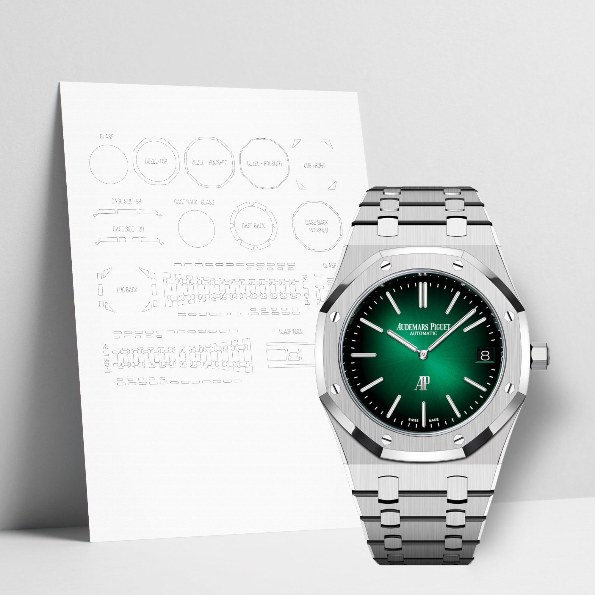 WATCHSHELL AUDEMARS PIGUET ROYAL OAK 16202PT.OO.1240PT.01 39MM PROTECTIVE FILM