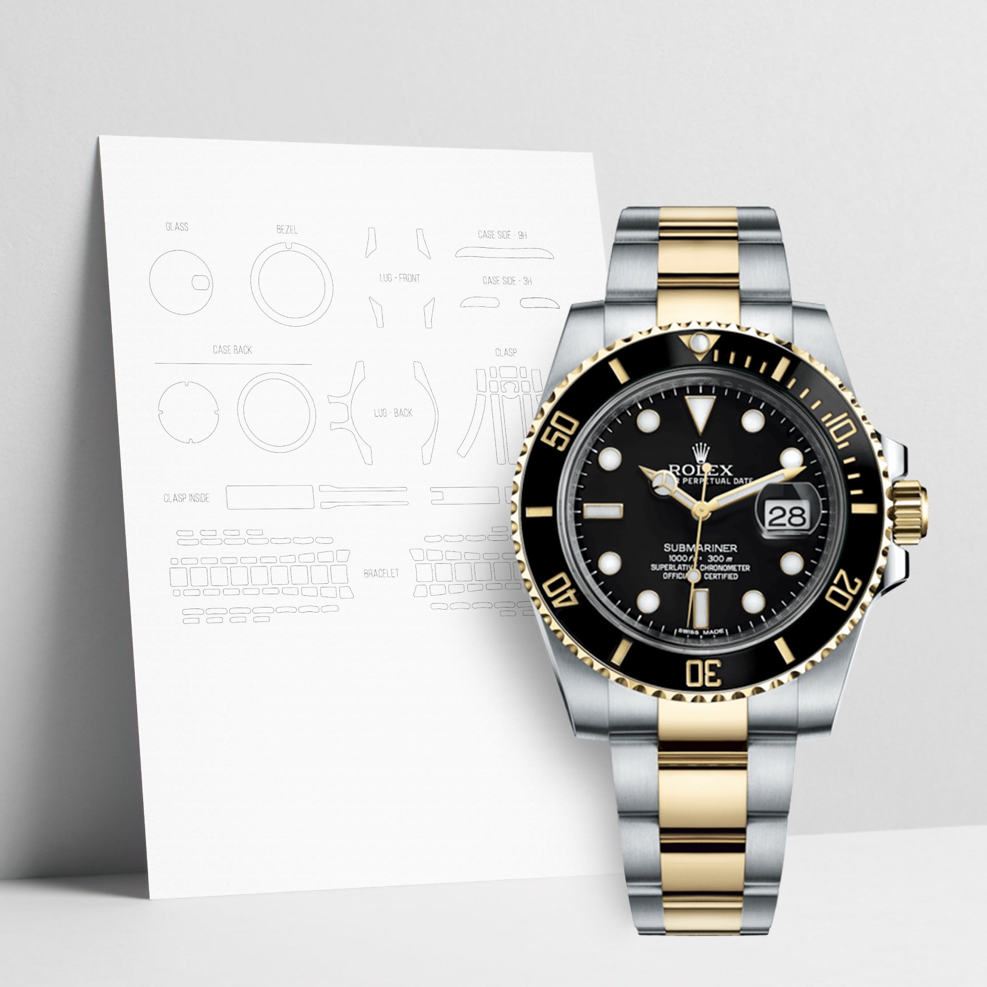 WATCHSHELL ROLEX SUBMARINER 116613LN 40MM OYSTER PROTECTIVE FILM