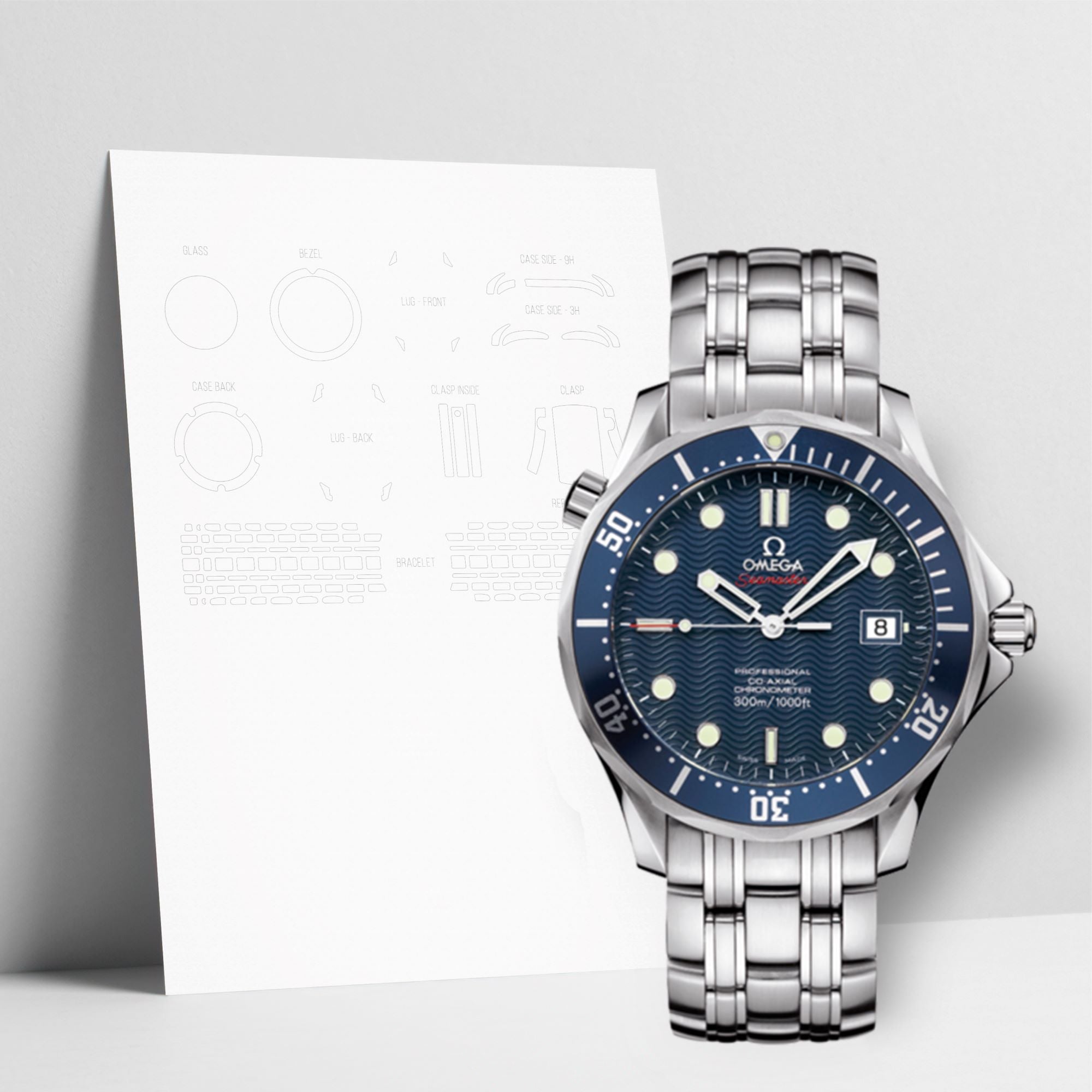 WATCHSHELL OMEGA DIVER 300M 2220.80.00 41MM PROTECTIVE FILM