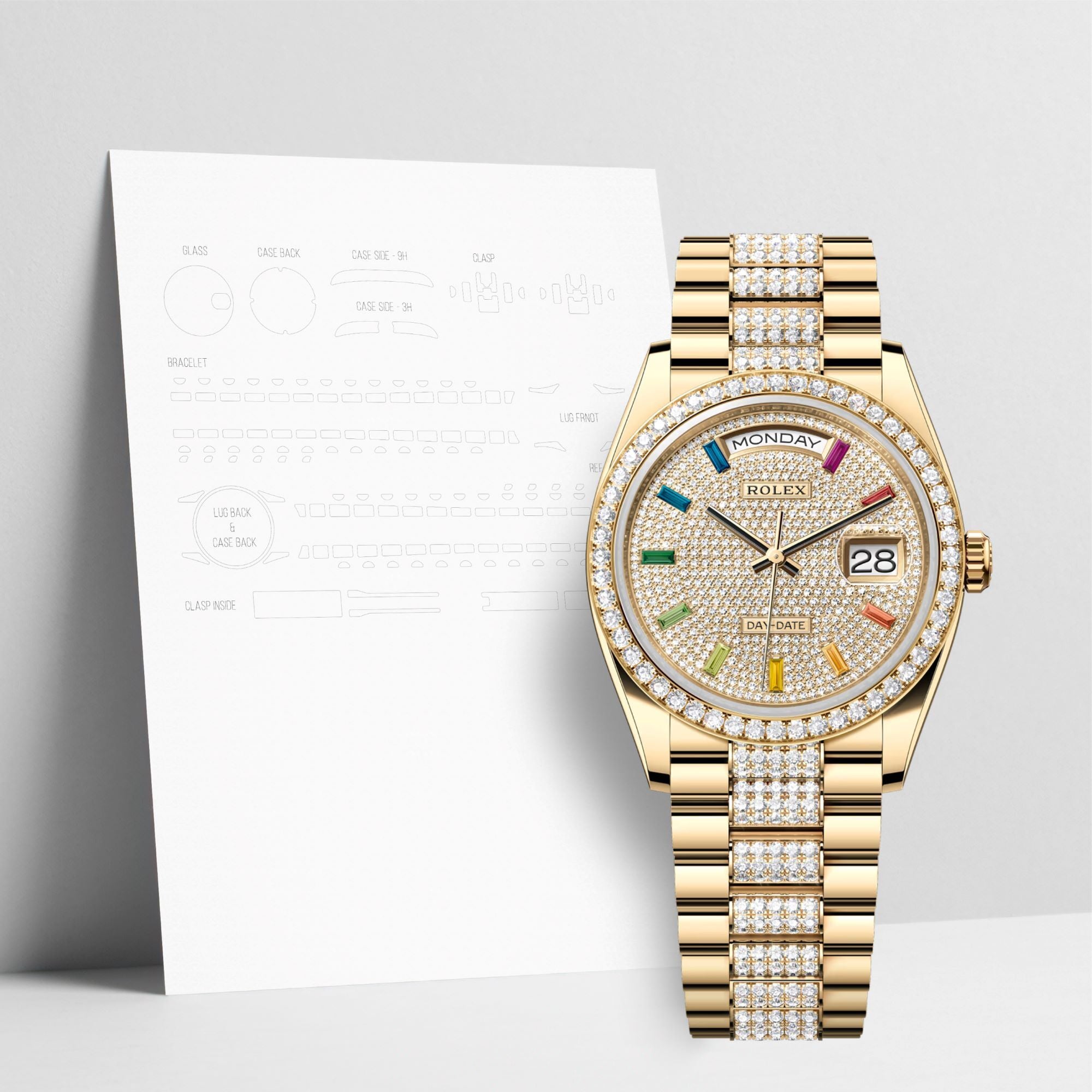 WATCHSHELL ROLEX DAY-DATE 128348RBR 36MM PRESIDENT PROTECTIVE FILM