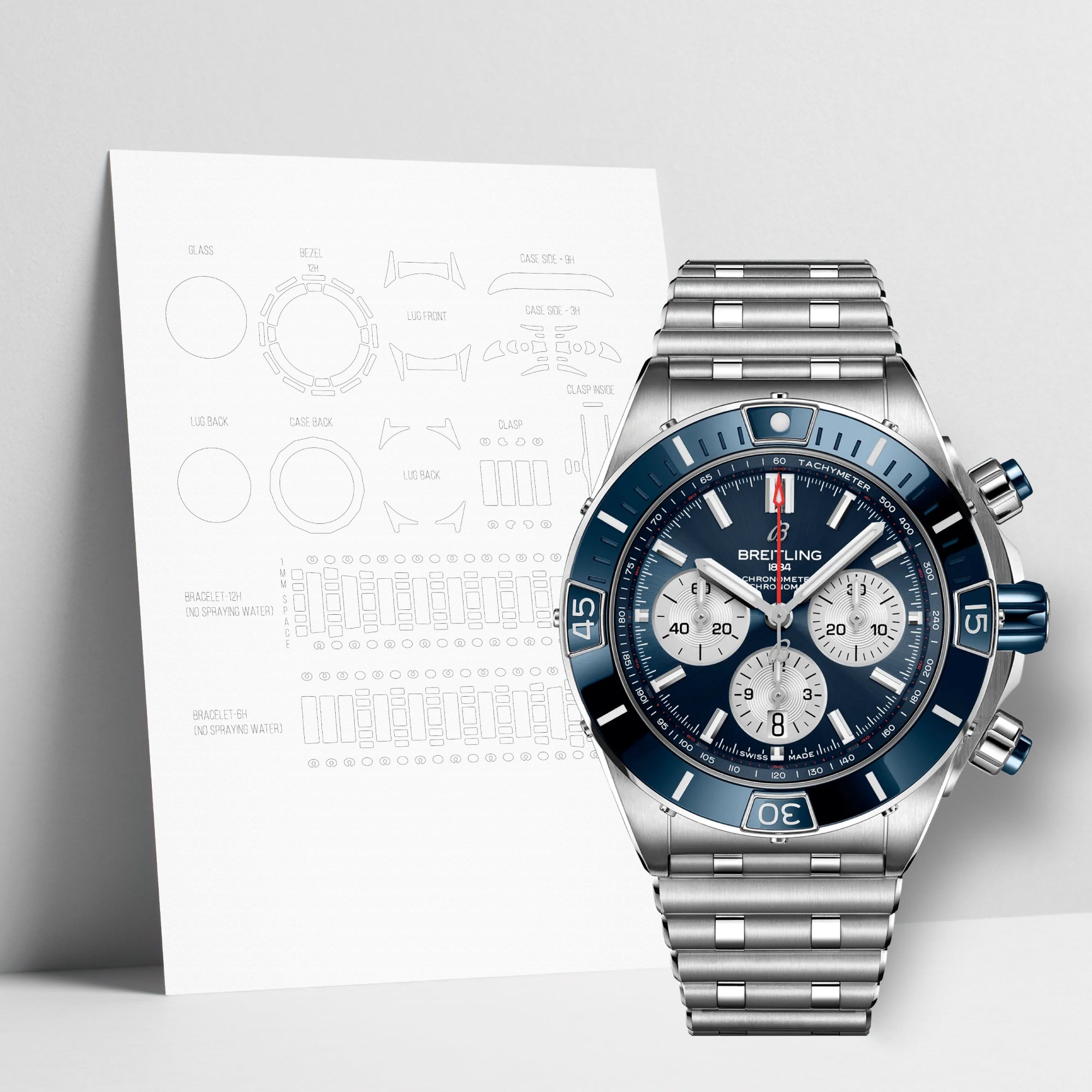 WATCHSHELL BREITLING SUPER CHRONOMAT AB0136161C1A1 44MM PROTECTIVE FILM