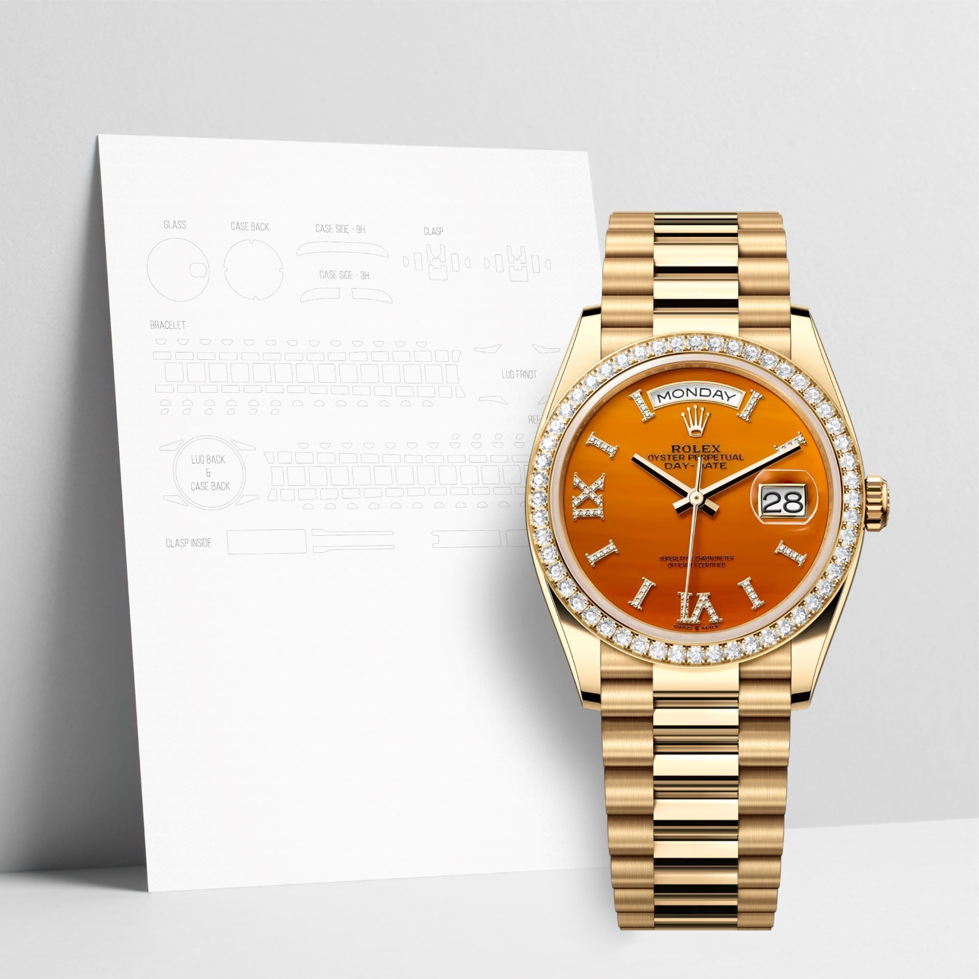 WATCHSHELL ROLEX DAY-DATE 128348RBR 36MM PRESIDENT PROTECTIVE FILM