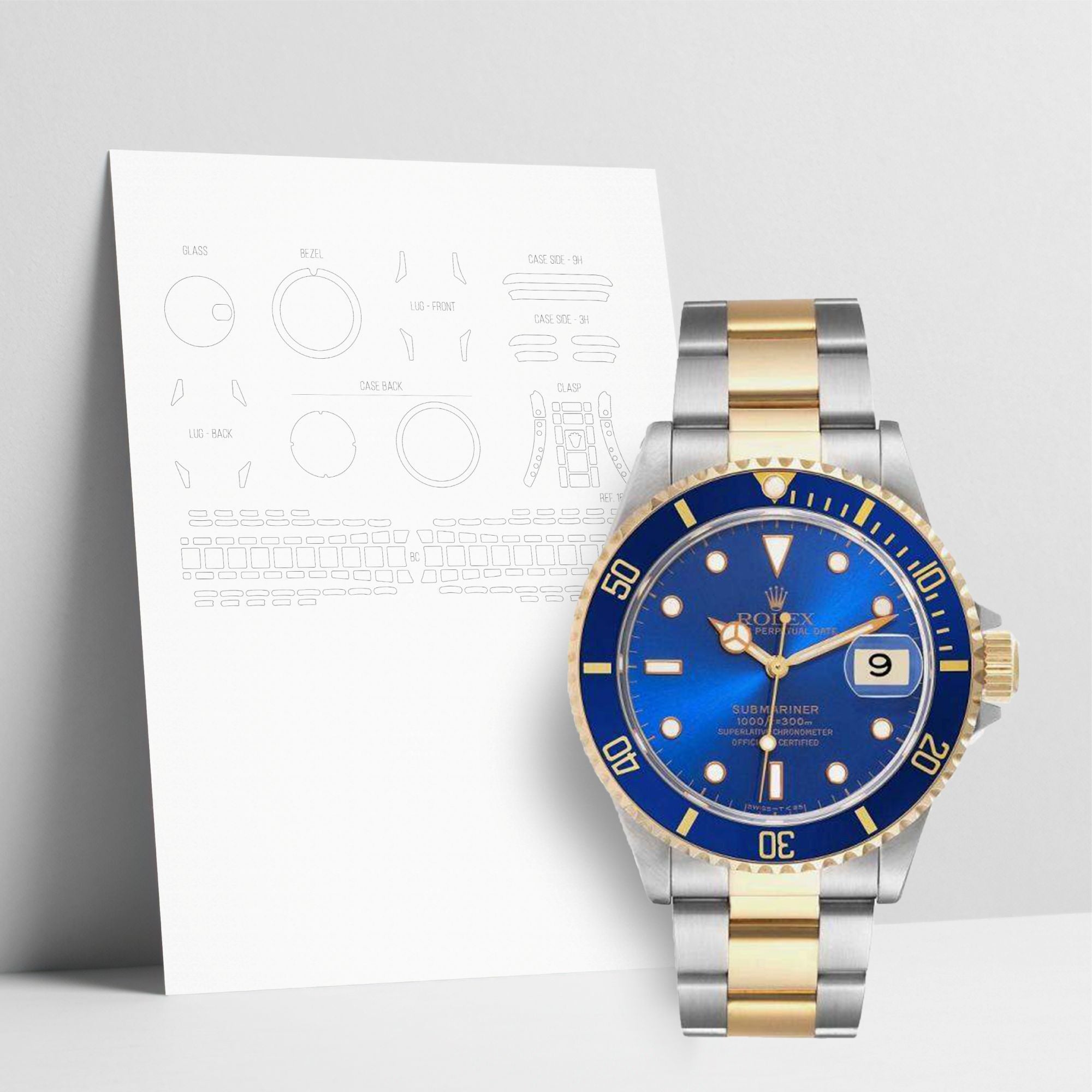 WATCHSHELL ROLEX SUBMARINER 16613LB 40MM OYSTER PROTECTIVE FILM