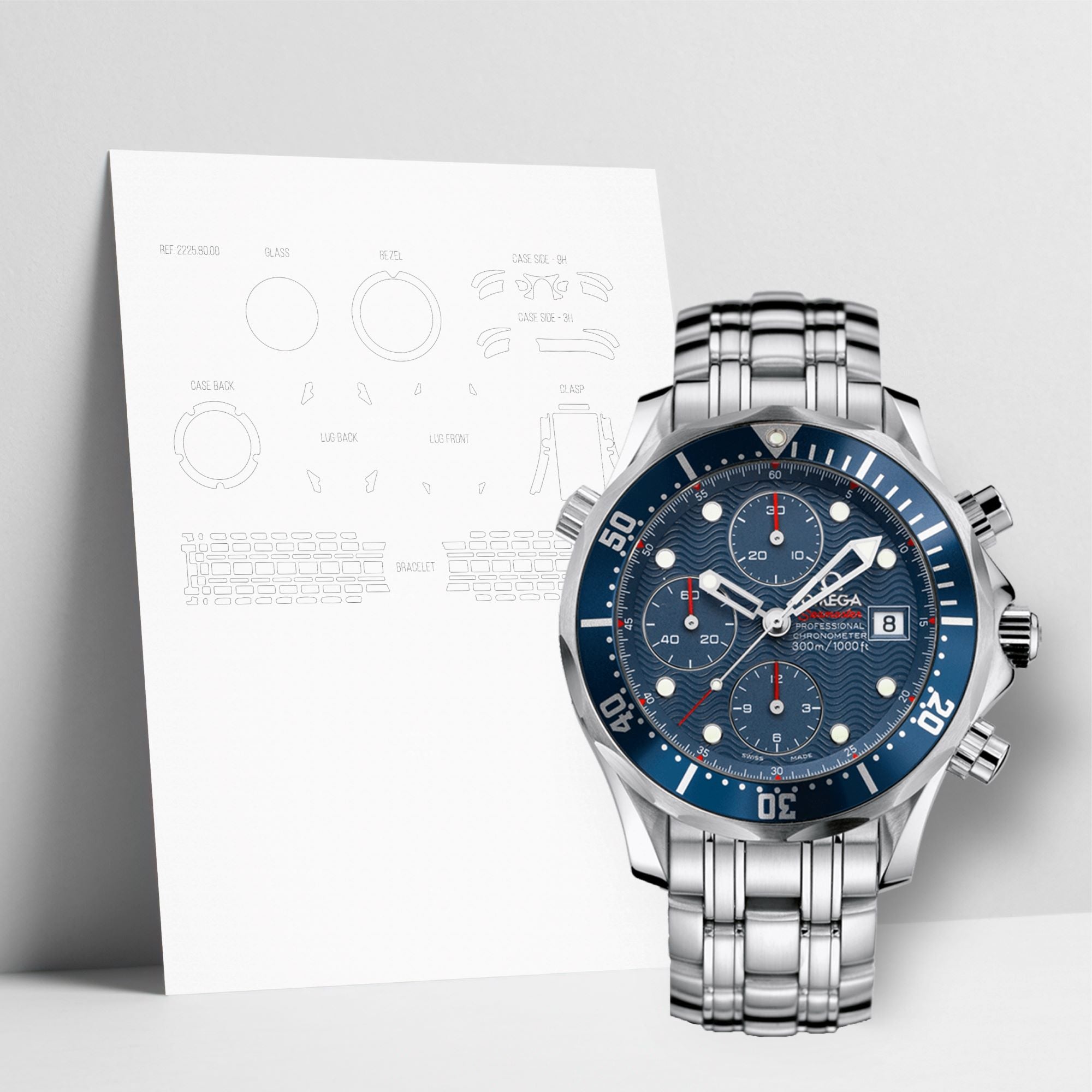 WATCHSHELL OMEGA DIVER 300M 2225.80.00 41.5MM PROTECTIVE FILM