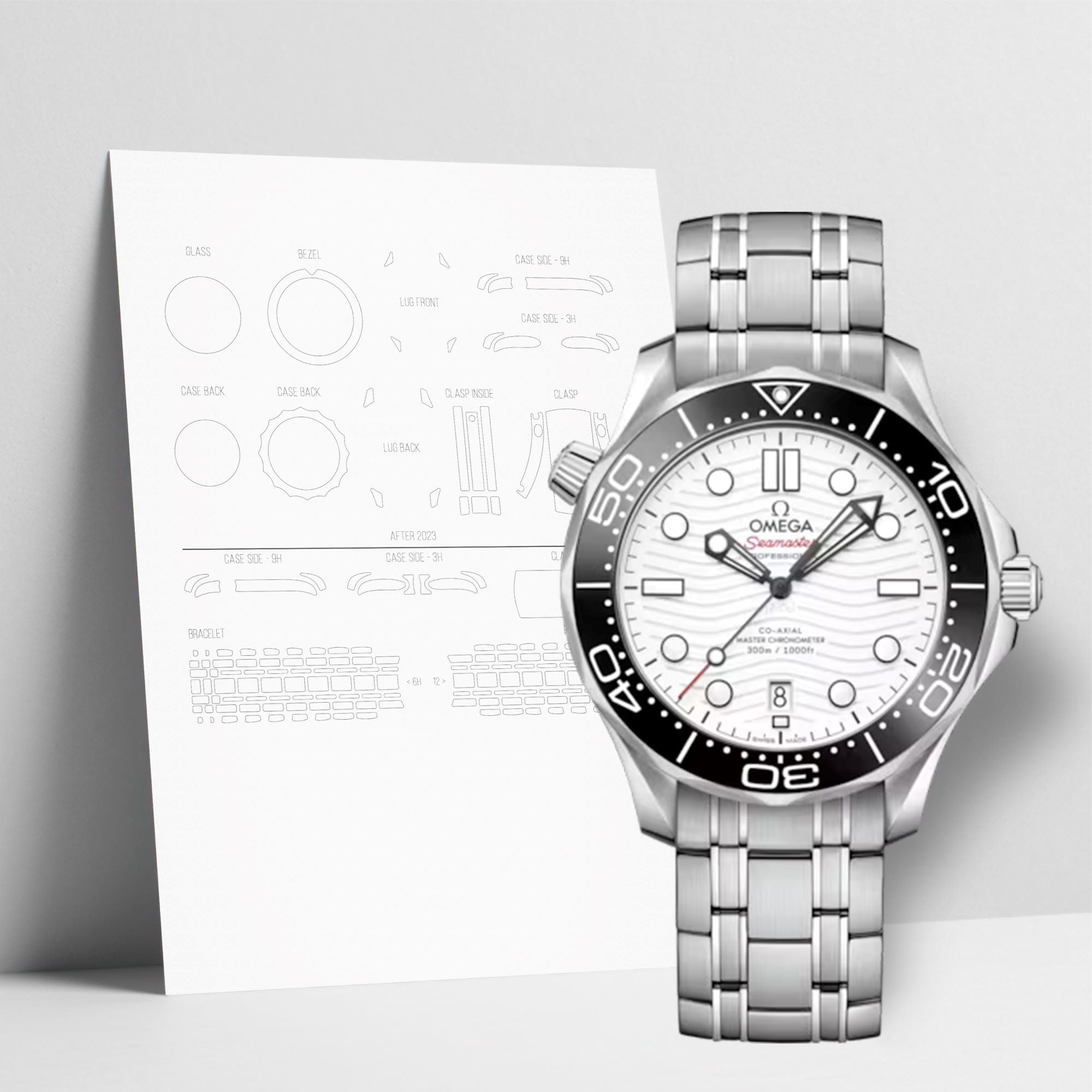 WATCHSHELL OMEGA DIVER 300M 210.30.42.20.06.001 42MM PROTECTIVE FILM