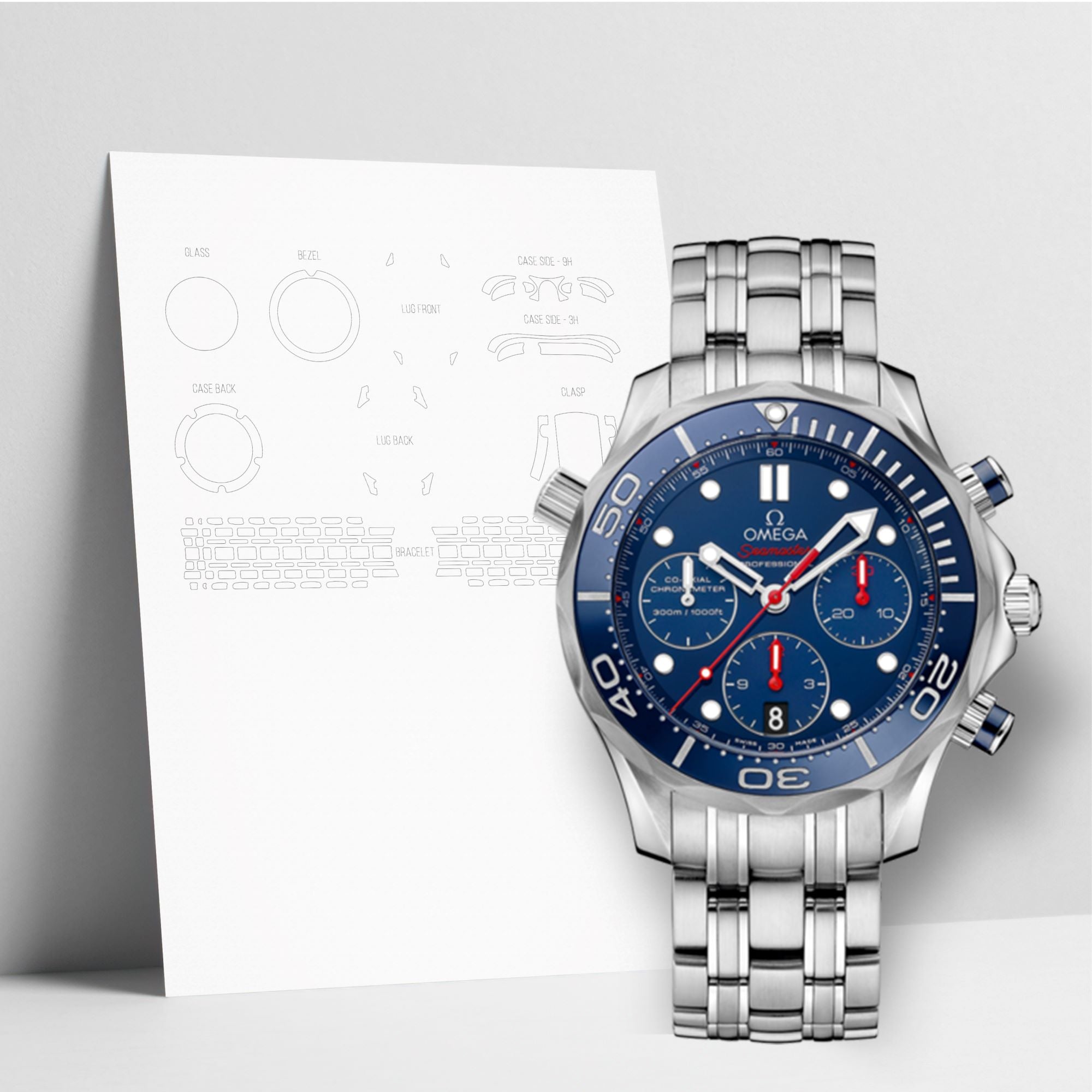 WATCHSHELL OMEGA DIVER 300M 210.20.42.20.01.001 42MM PROTECTIVE FILM