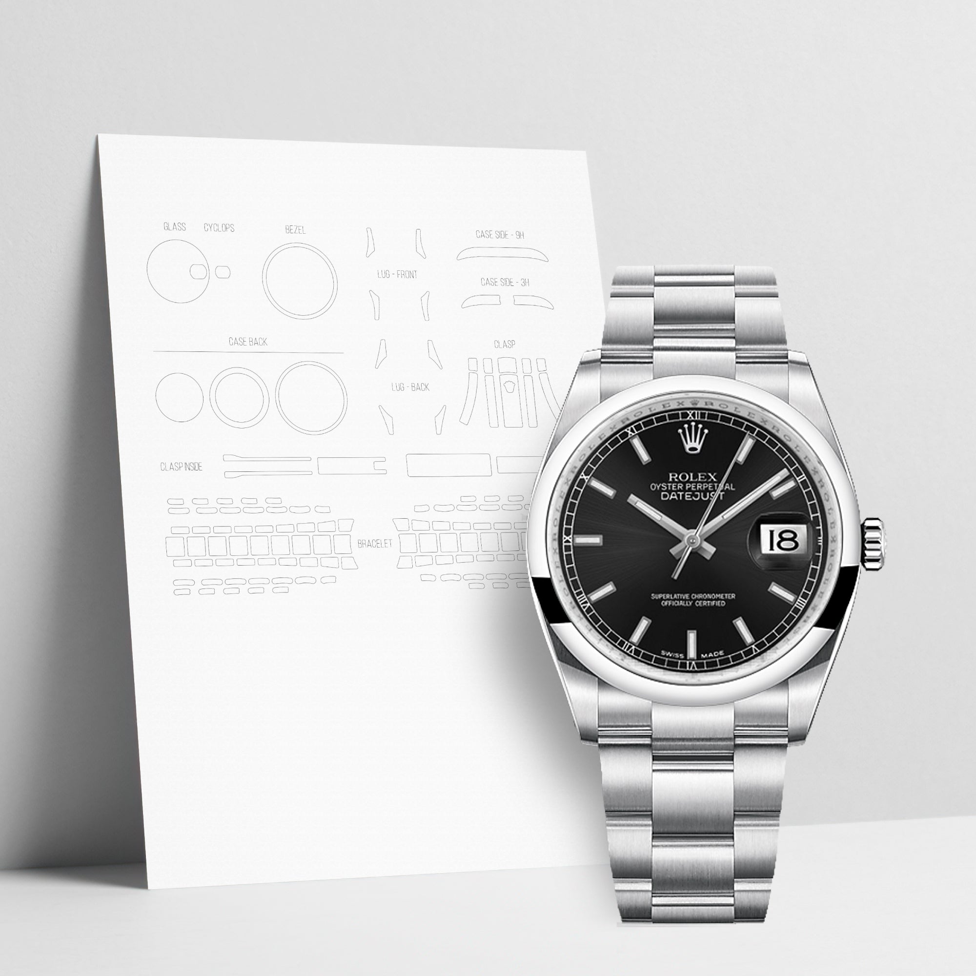 WATCHSHELL ROLEX DATEJUST 116200 36MM OYSTER PROTECTIVE FILM