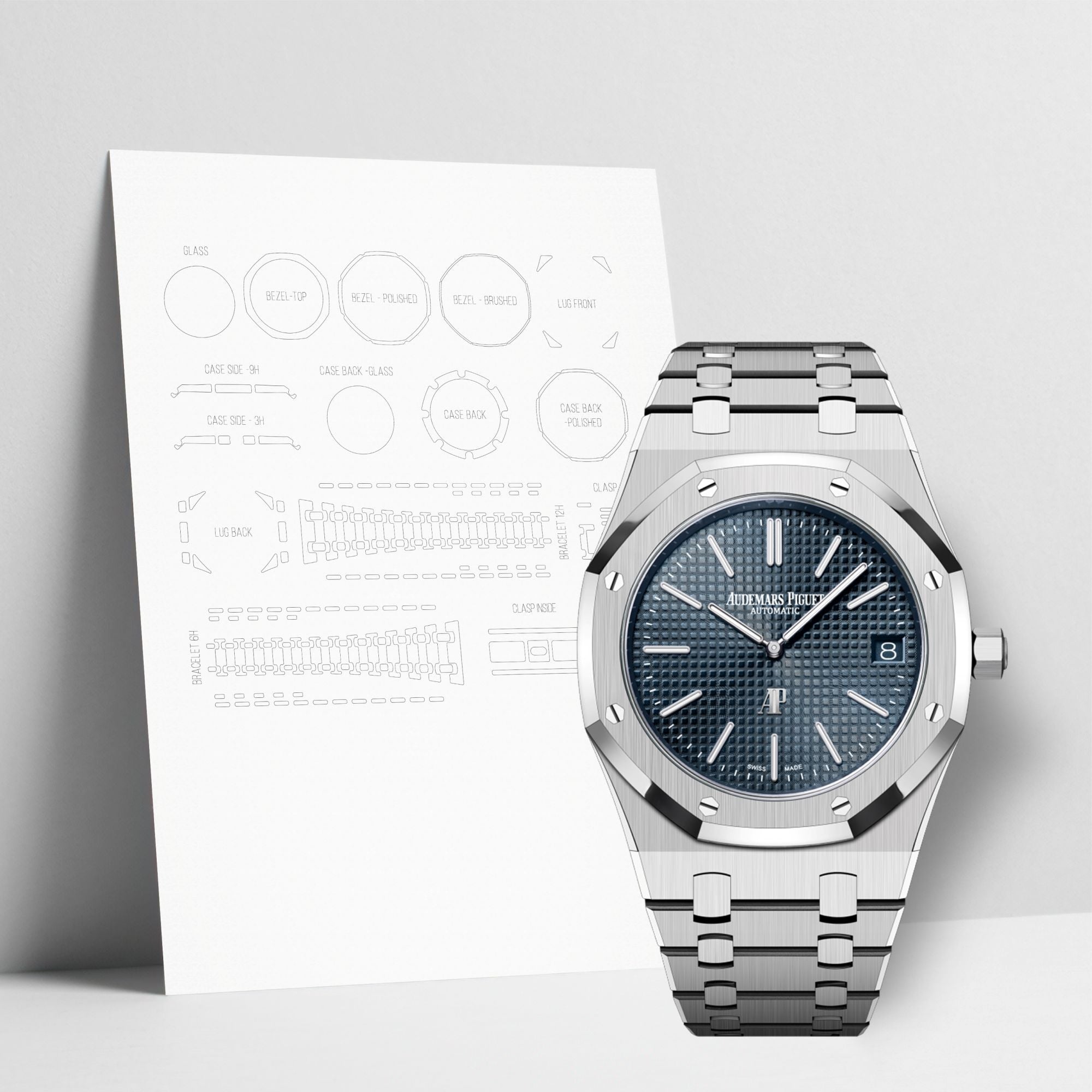 WATCHSHELL AUDEMARS PIGUET ROYAL OAK 16202ST.OO.1240ST.02 39MM PROTECTIVE FILM