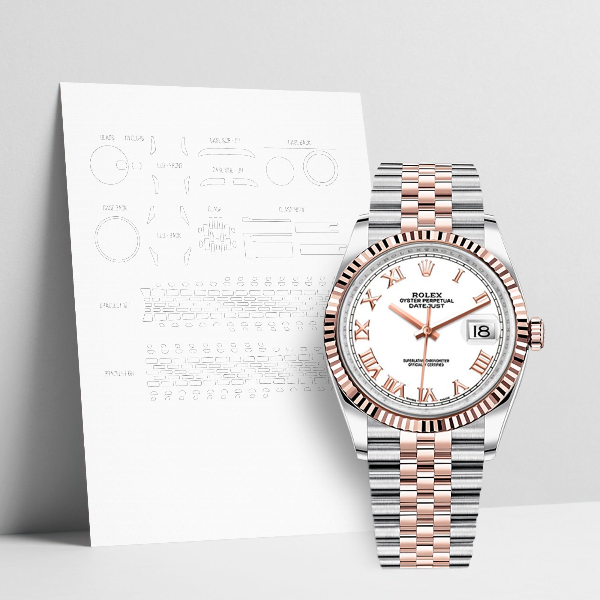 WATCHSHELL ROLEX DATEJUST 116231 36MM JUBILEE PROTECTIVE FILM