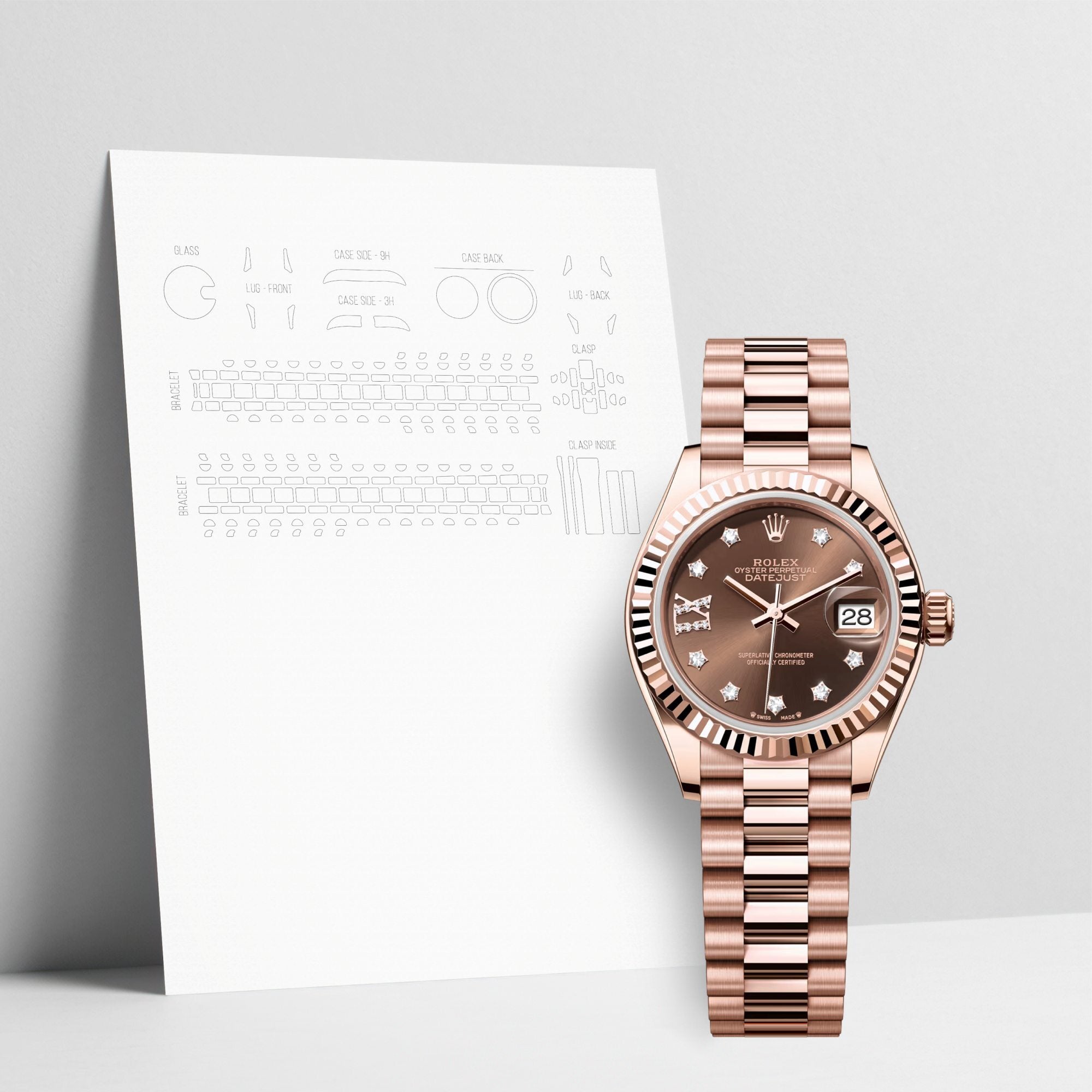 WATCHSHELL ROLEX DATEJUST 279175 28MM PRESIDENT PROTECTIVE FILM