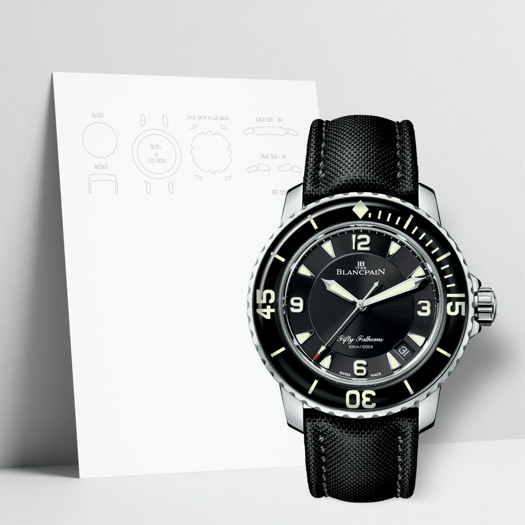 WATCHSHELL BLANCPAIN FIFTY FATHOMS 5015 1130 52B 45MM PROTECTIVE FILM