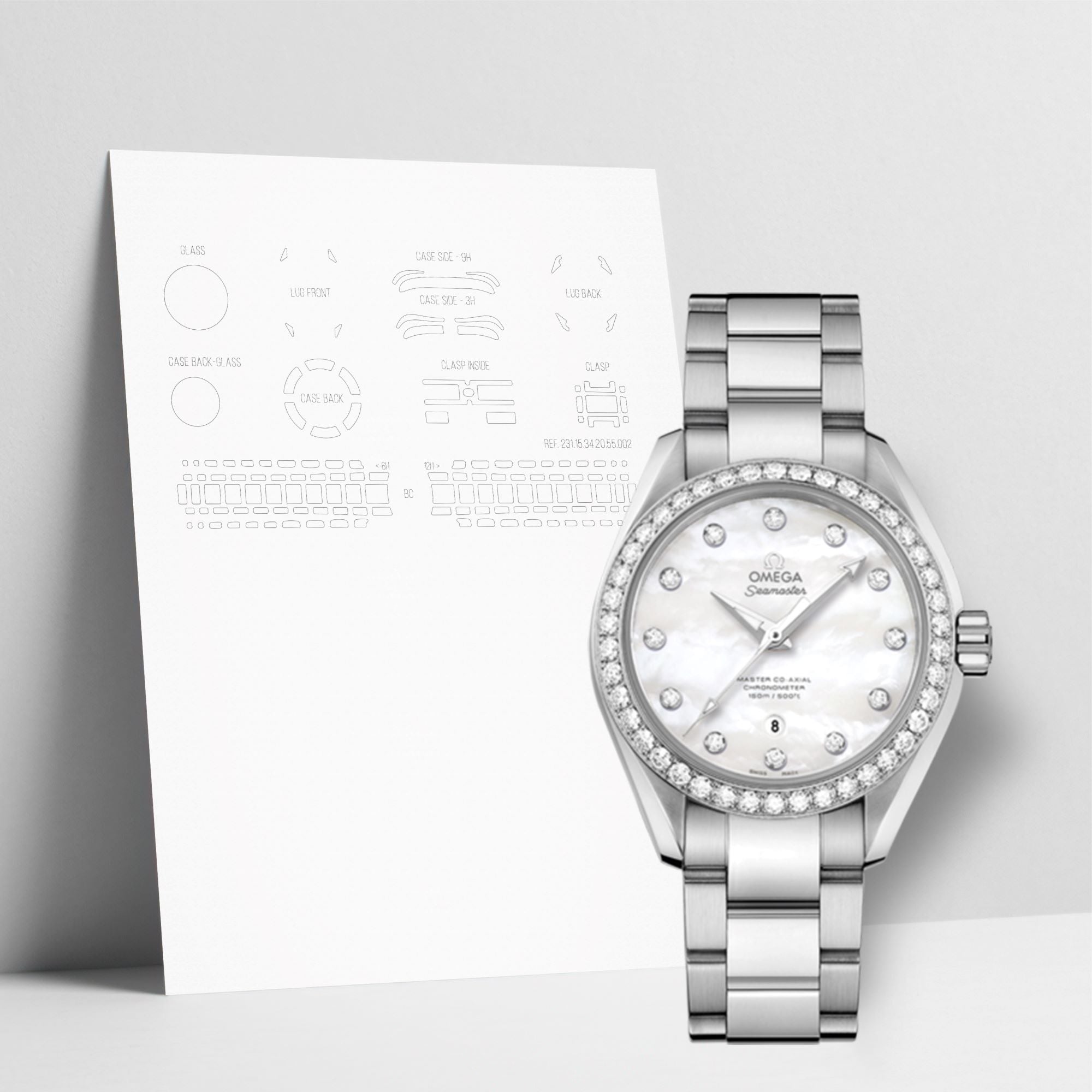 WATCHSHELL OMEGA AQUA TERRA 231.15.34.20.55.002 34MM PROTECTIVE FILM