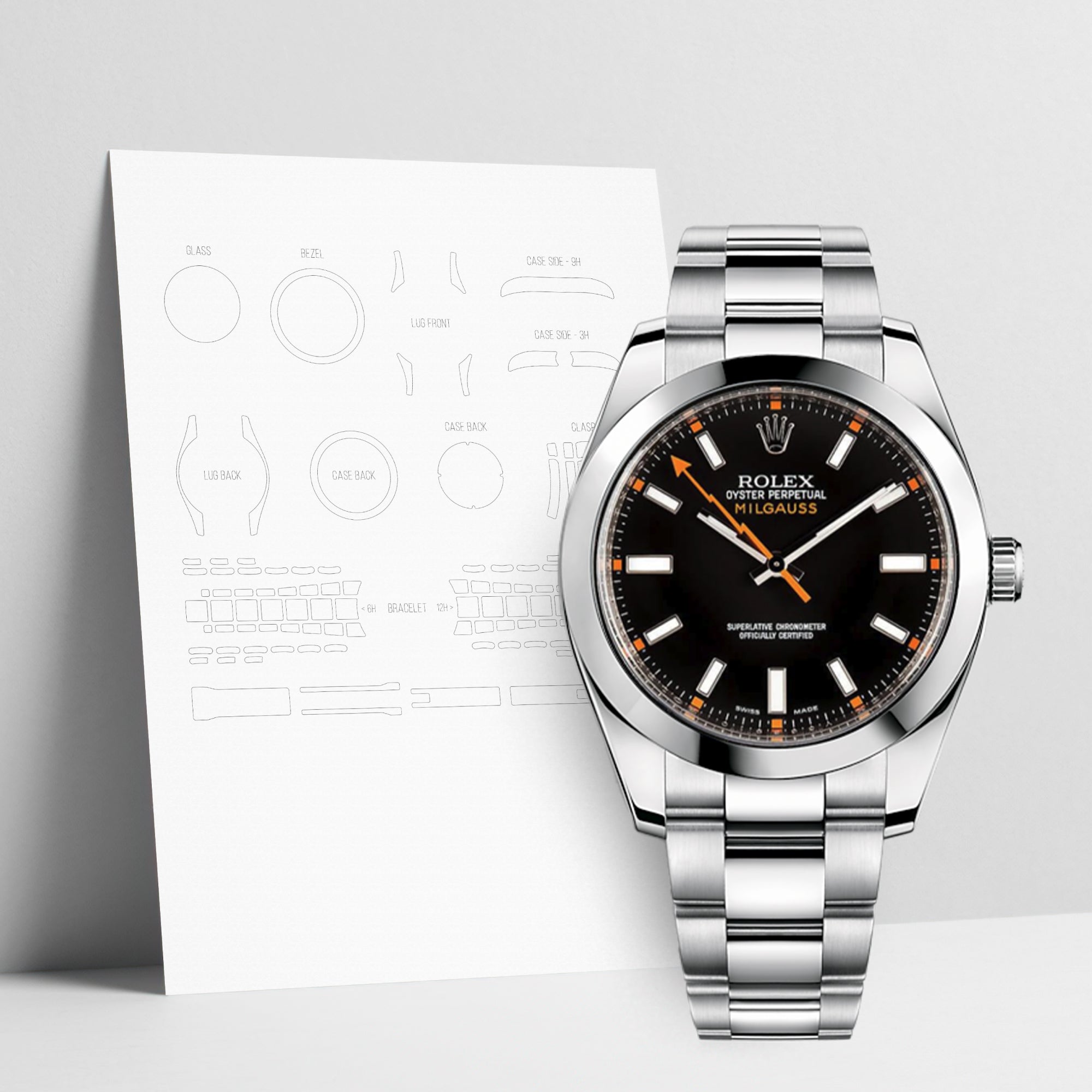 WATCHSHELL ROLEX MILGAUSS 116400 40MM OYSTER PROTECTIVE FILM